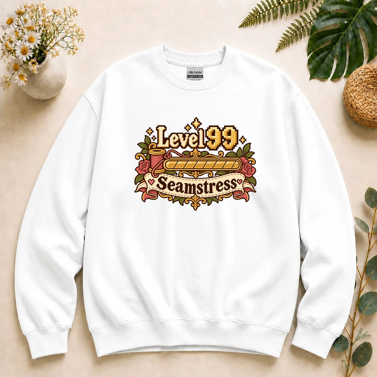 Level 99 Seamstress Shirt, Gamer Sewing Gift, Cozy Gamer Tee, Funny Seamstress Shirt, Sewing Lover Gift Sweatshirt