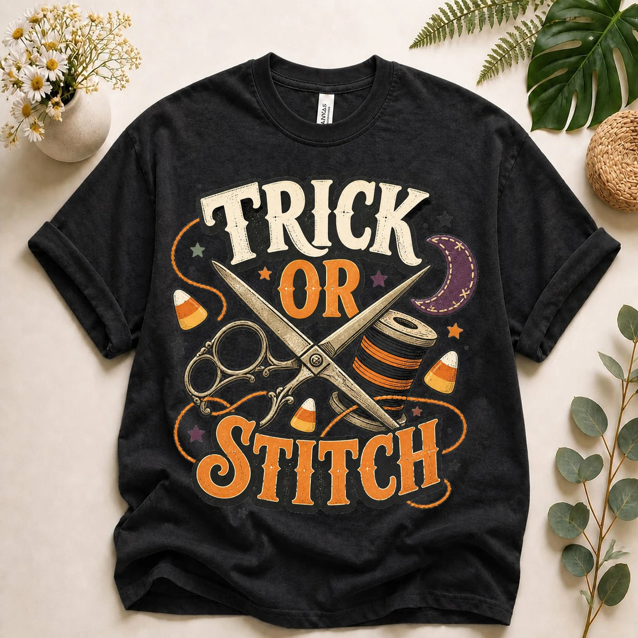 Trick or Stitch Halloween Shirt for Sewists, Quilters & Sewing Lovers