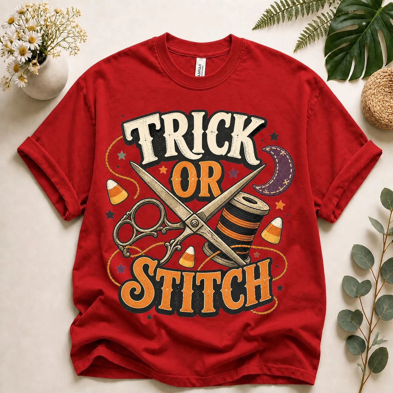 Trick or Stitch Halloween Shirt for Sewists, Quilters & Sewing Lovers