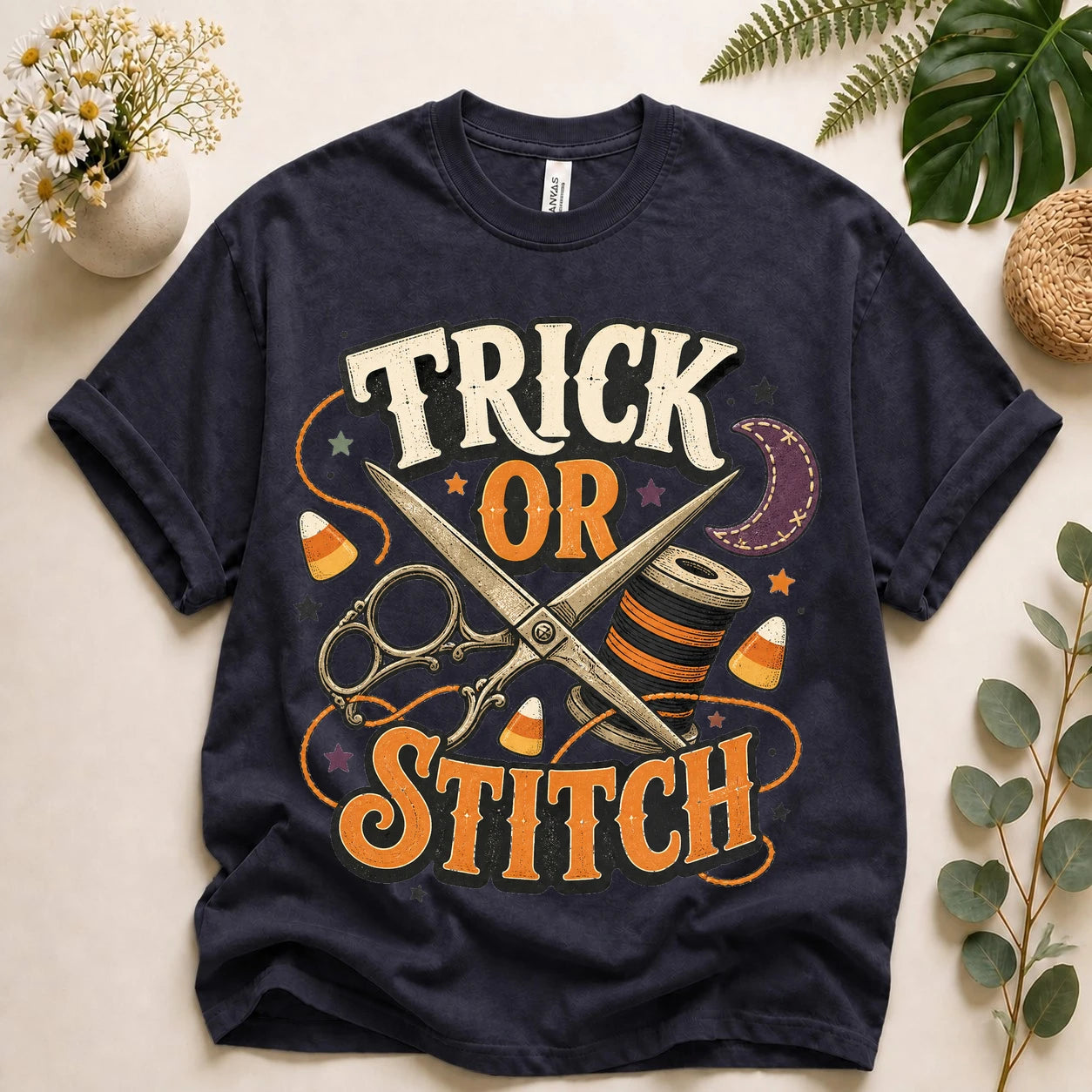 Trick or Stitch Halloween Shirt for Sewists, Quilters & Sewing Lovers