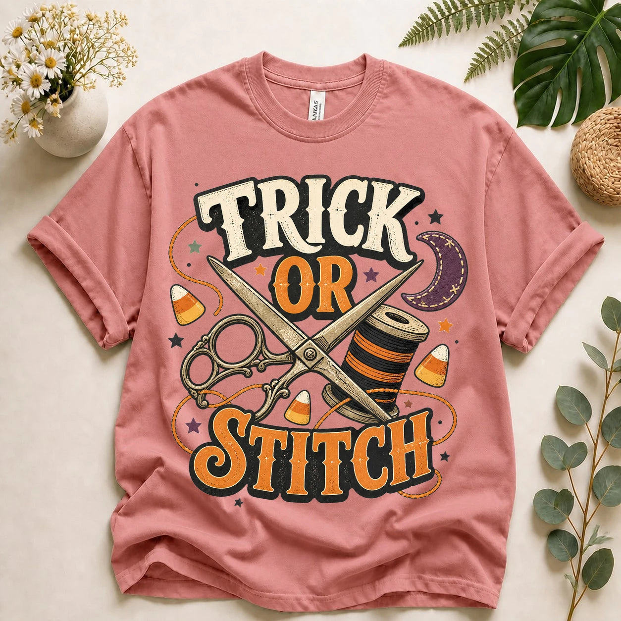 Trick or Stitch Halloween Shirt for Sewists, Quilters & Sewing Lovers
