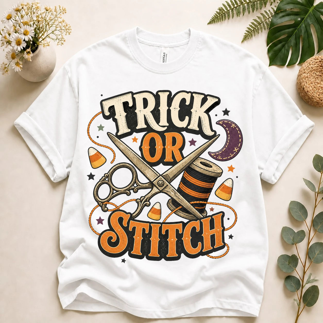 Trick or Stitch Halloween Shirt for Sewists, Quilters & Sewing Lovers