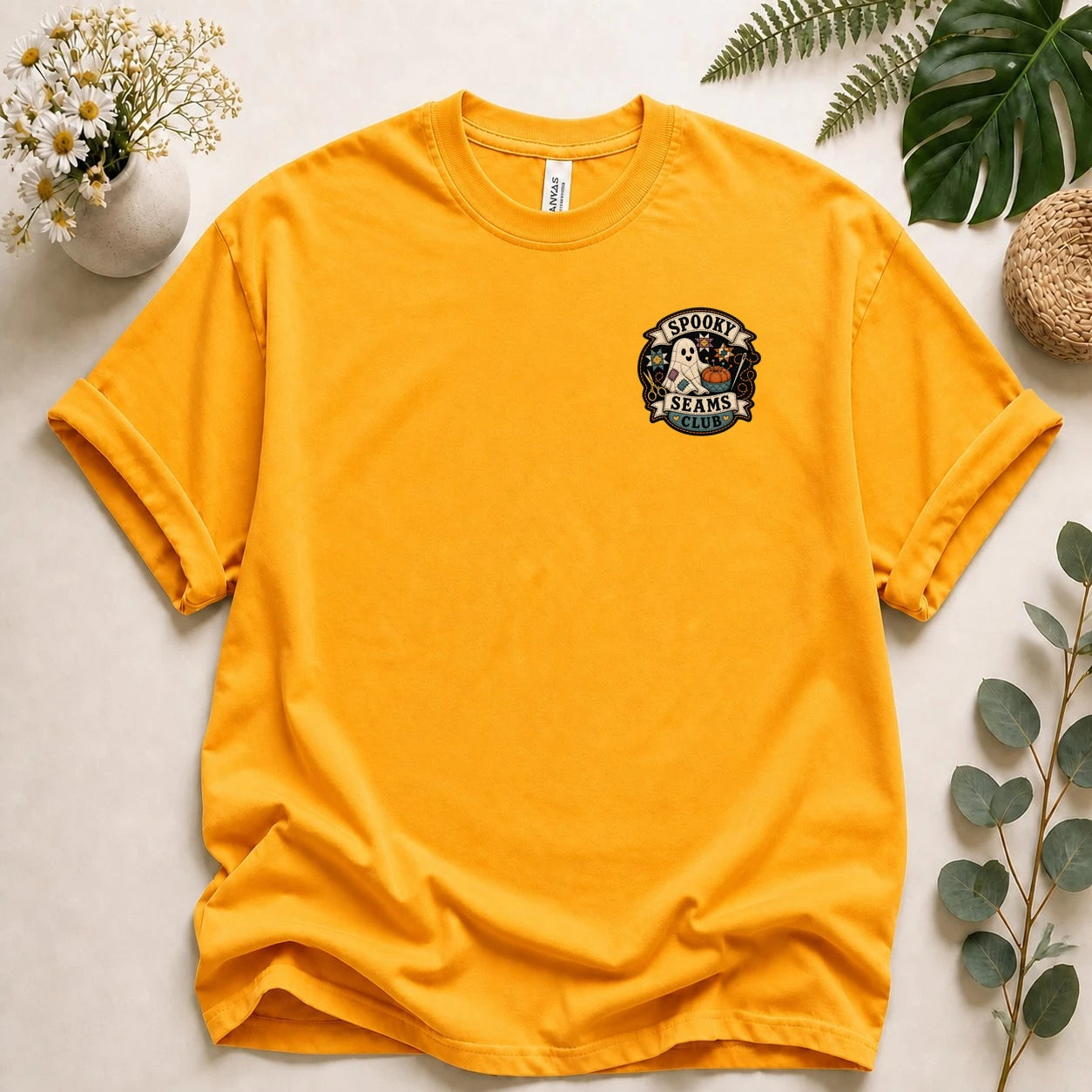 Spooky Seams Club Halloween T-Shirt – Cute Ghost Pumpkin Unisex Graphic Tee