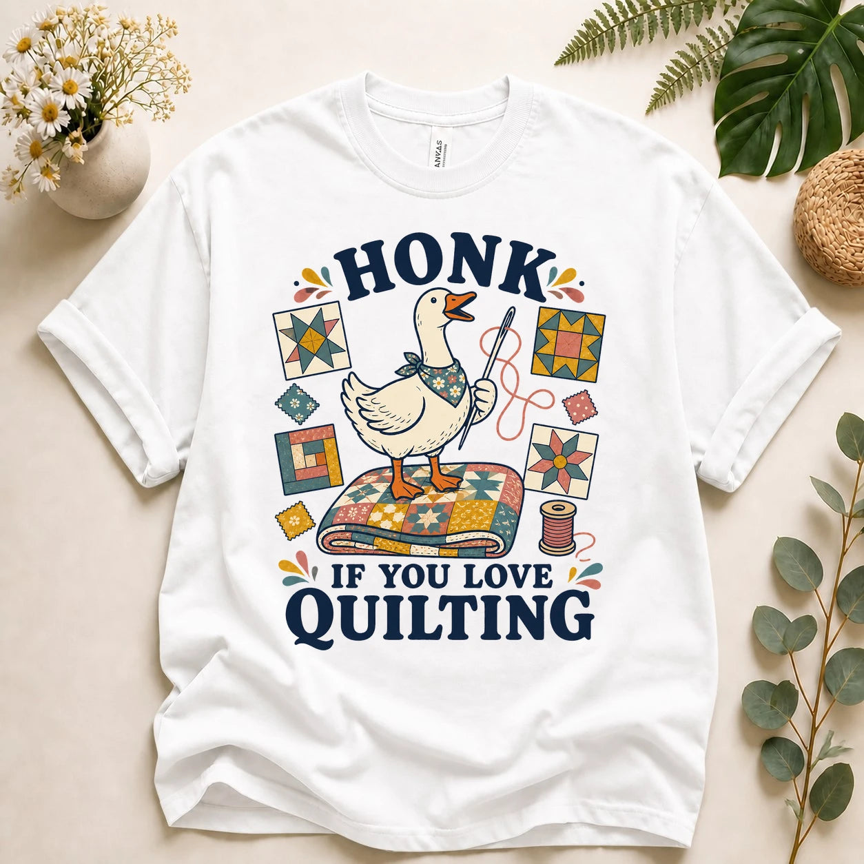 Honk If You Love Quilting T-Shirt – Funny Goose Quilter Sewing Unisex Tee