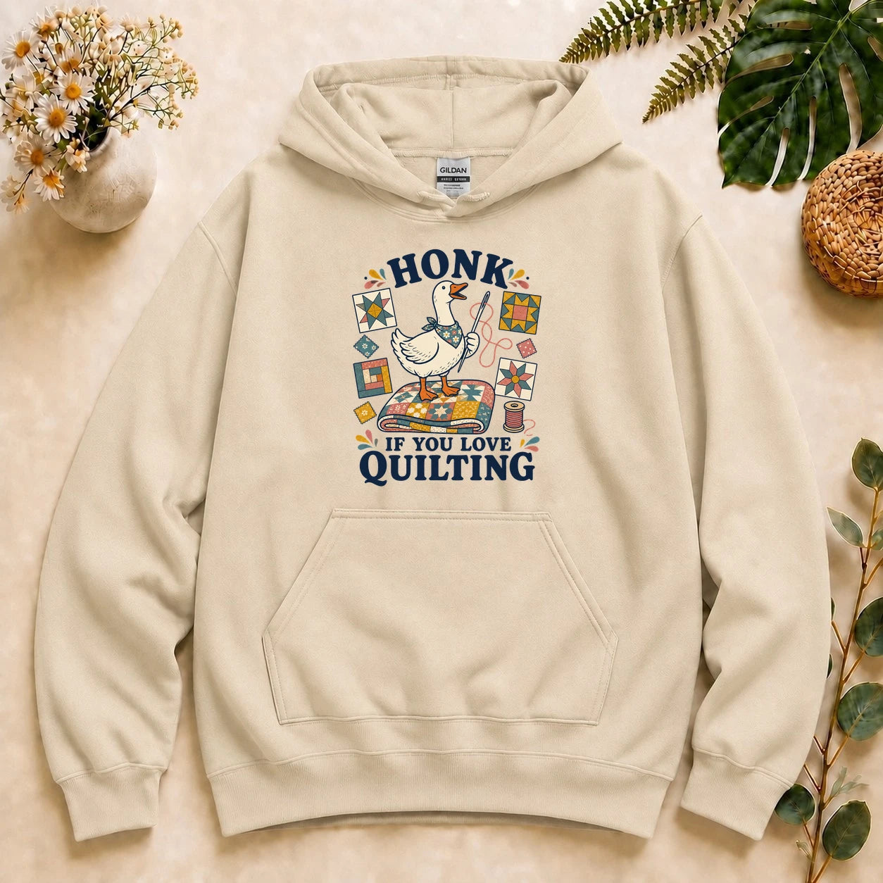 Honk If You Love Quilting Hoodie – Funny Goose Quilter Hoodie, Gift for Quilting Lovers