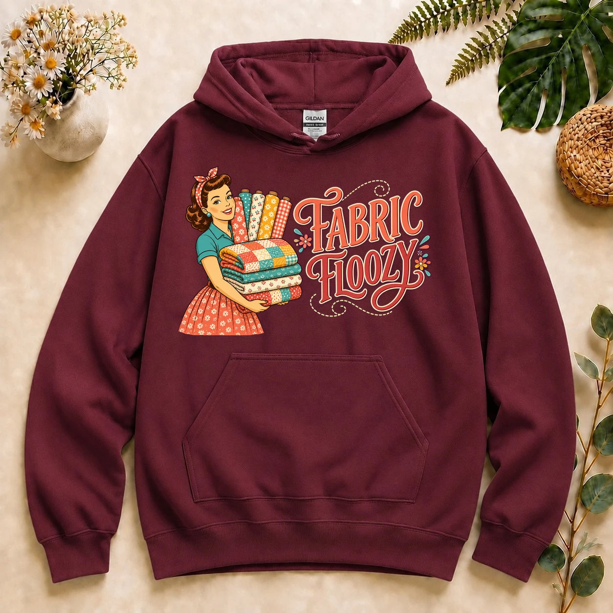 Fabric Floozy Hoodie – Funny Quilting Hoodie, Retro Fabric Lover Gift for Quilters