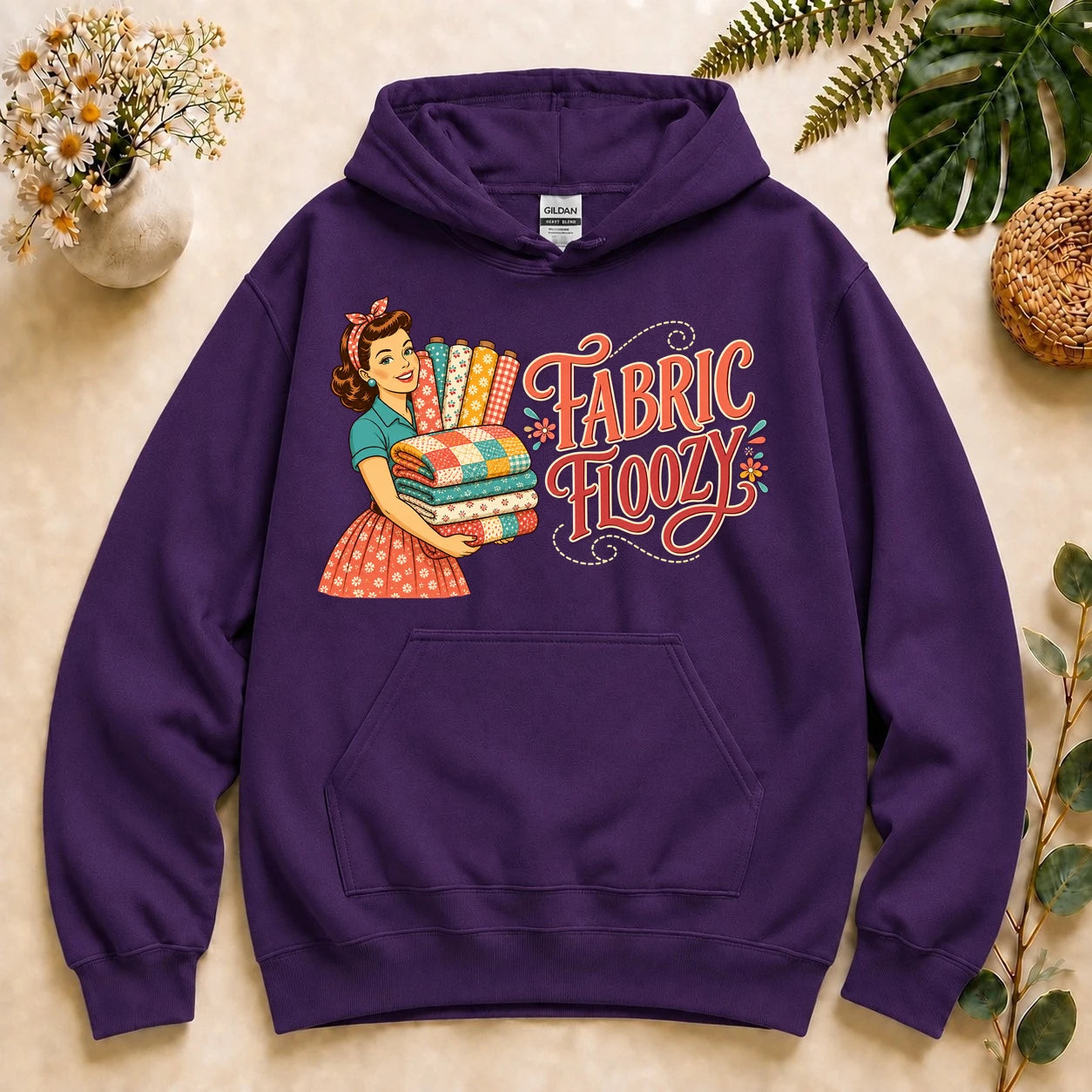 Fabric Floozy Hoodie – Funny Quilting Hoodie, Retro Fabric Lover Gift for Quilters