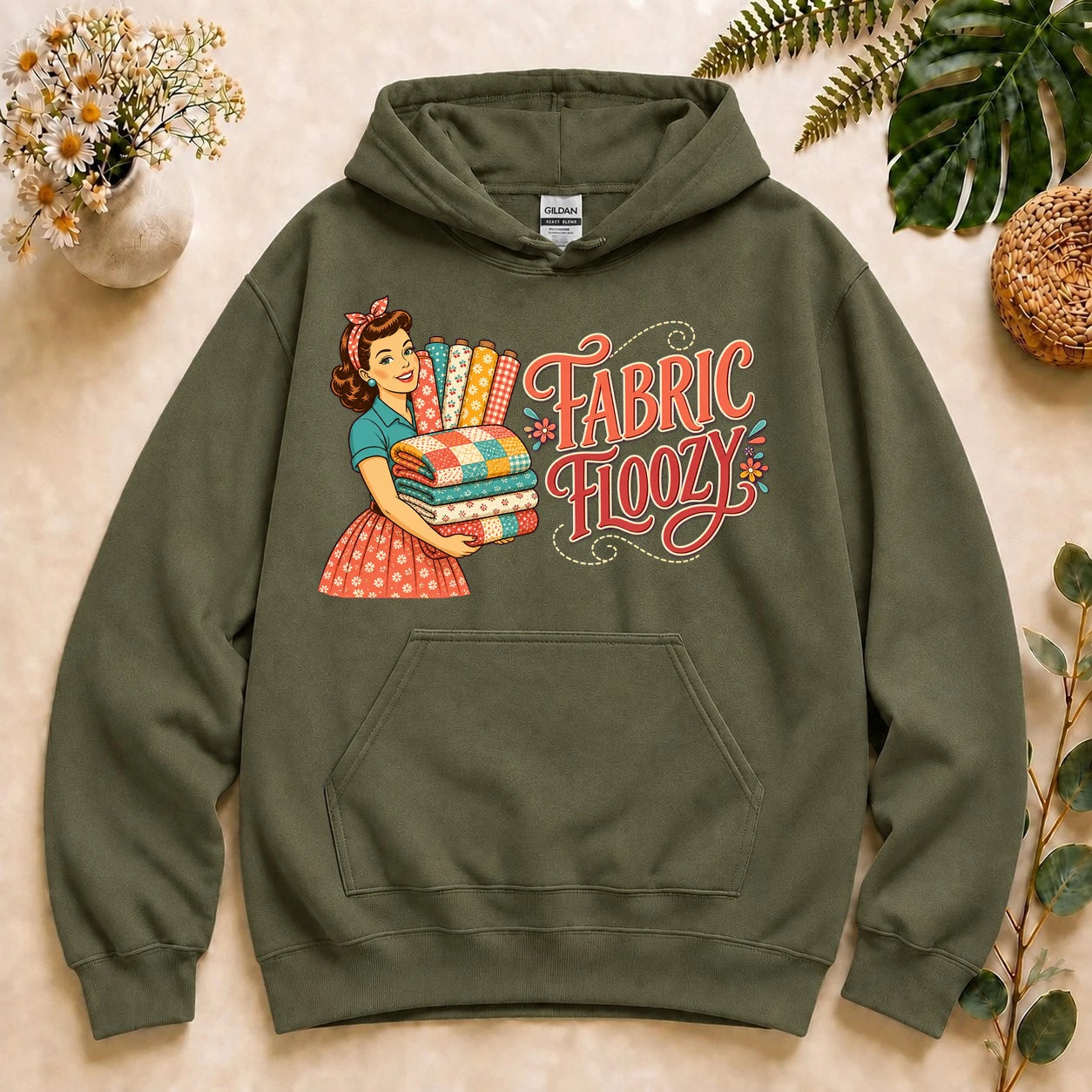 Fabric Floozy Hoodie – Funny Quilting Hoodie, Retro Fabric Lover Gift for Quilters