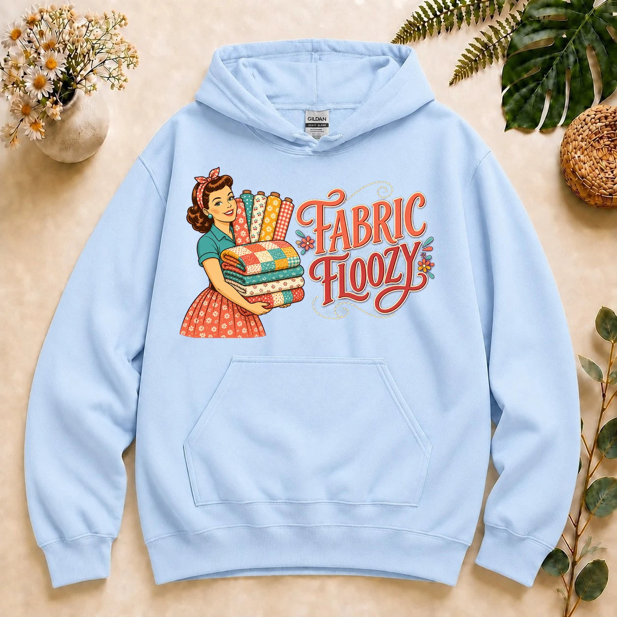 Fabric Floozy Hoodie – Funny Quilting Hoodie, Retro Fabric Lover Gift for Quilters