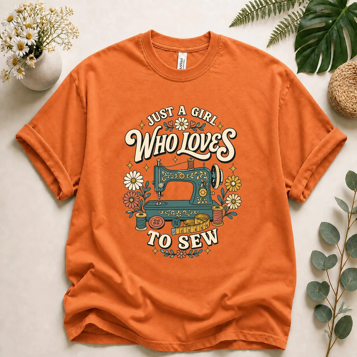 Just A Girl Who Loves To Sew Shirt – Sewing Lover T-Shirt, Vintage Sewist Gift