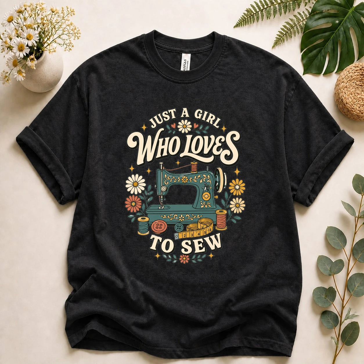 Just A Girl Who Loves To Sew Shirt – Sewing Lover T-Shirt, Vintage Sewist Gift