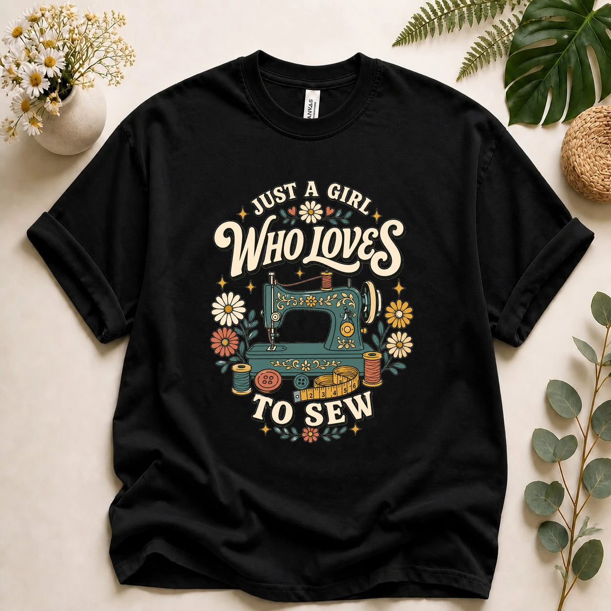 Just A Girl Who Loves To Sew Shirt – Sewing Lover T-Shirt, Vintage Sewist Gift