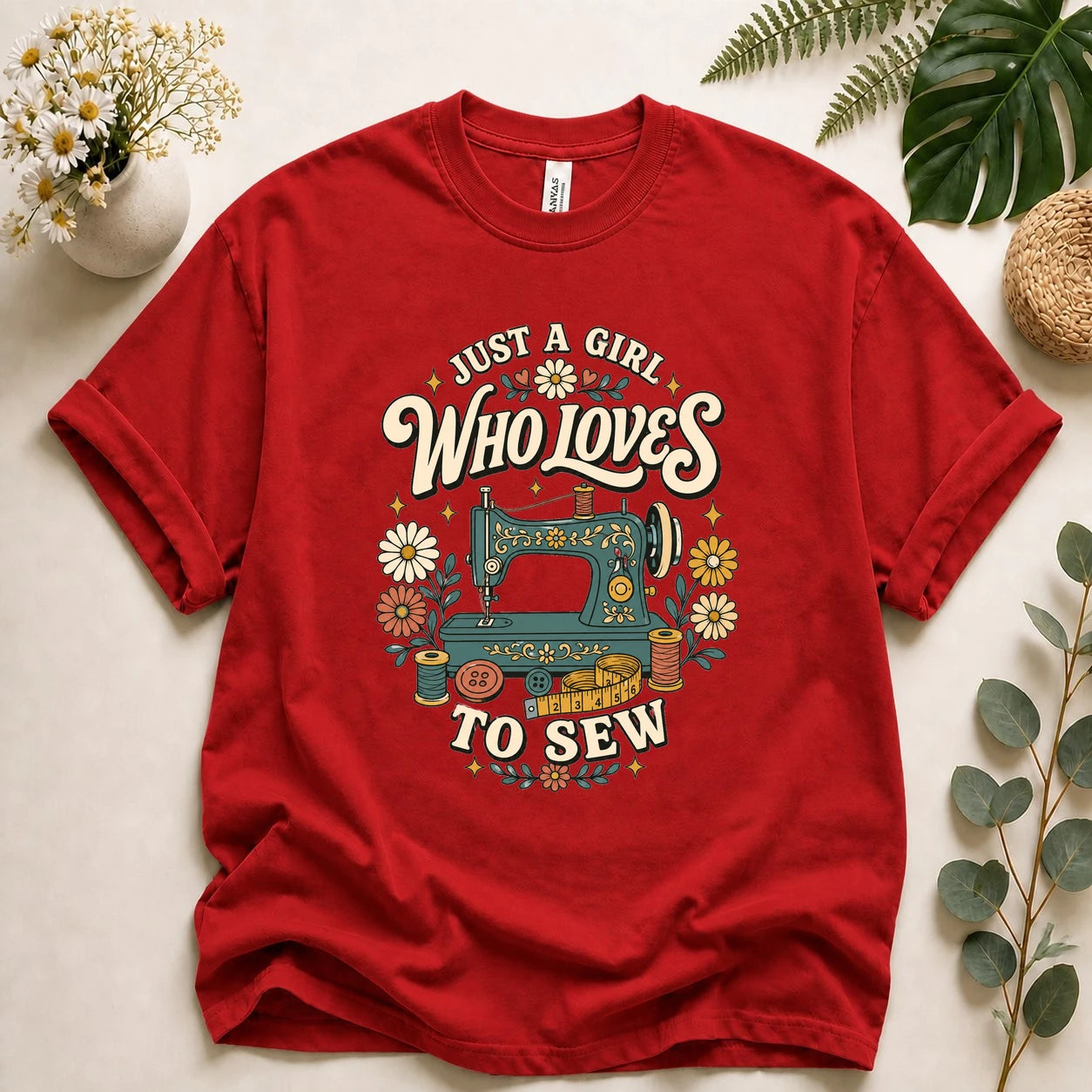 Just A Girl Who Loves To Sew Shirt – Sewing Lover T-Shirt, Vintage Sewist Gift