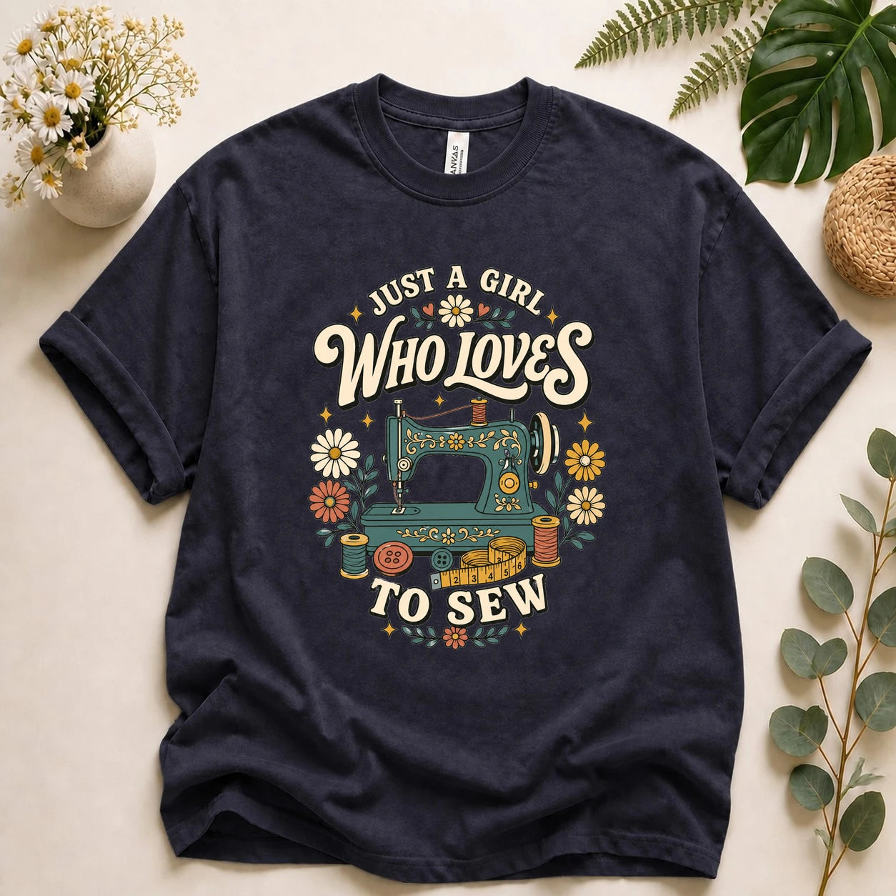 Just A Girl Who Loves To Sew Shirt – Sewing Lover T-Shirt, Vintage Sewist Gift