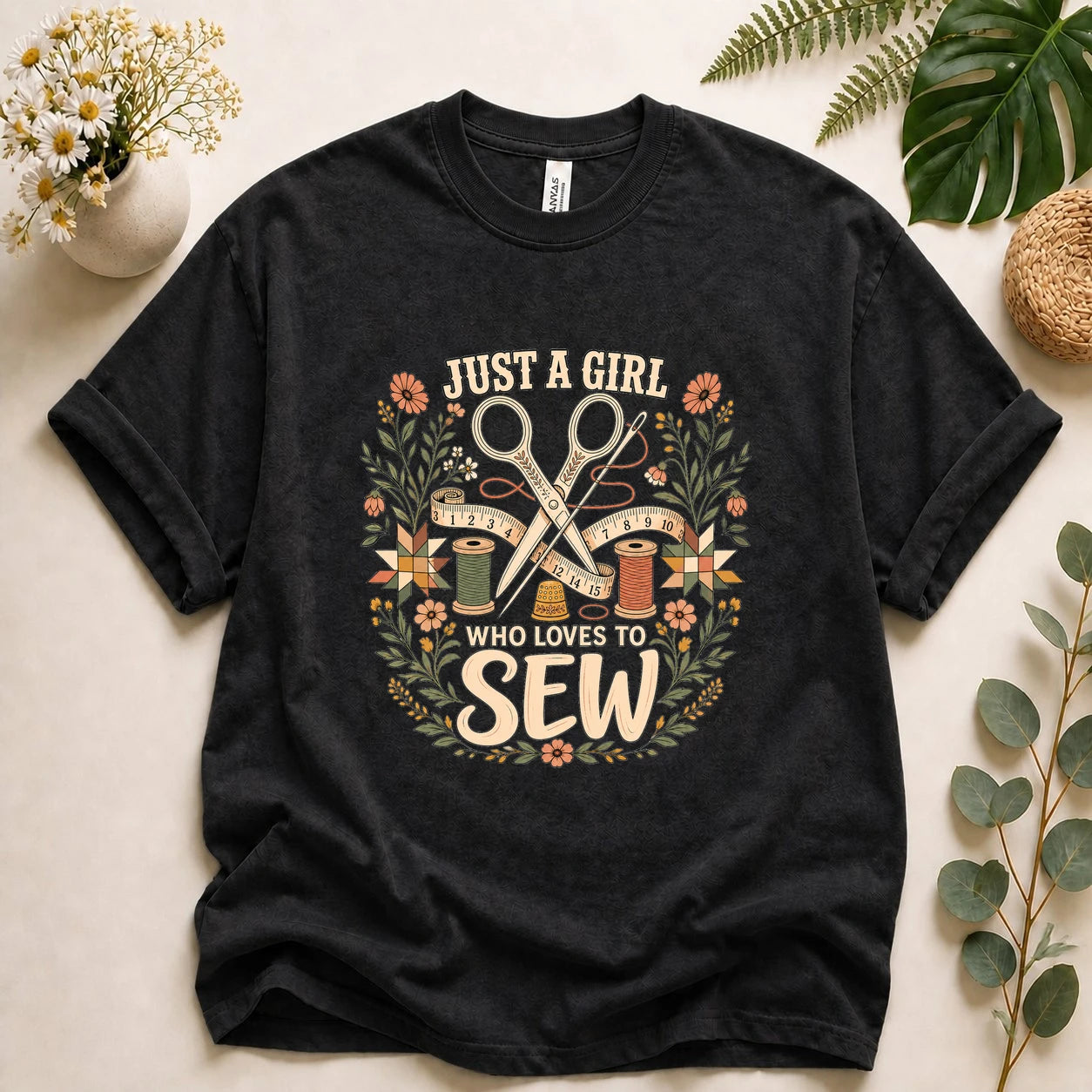 Just A Girl Who Loves To Sew Shirt – Sewing Lover T-Shirt, Cute Sewist Gift for Her