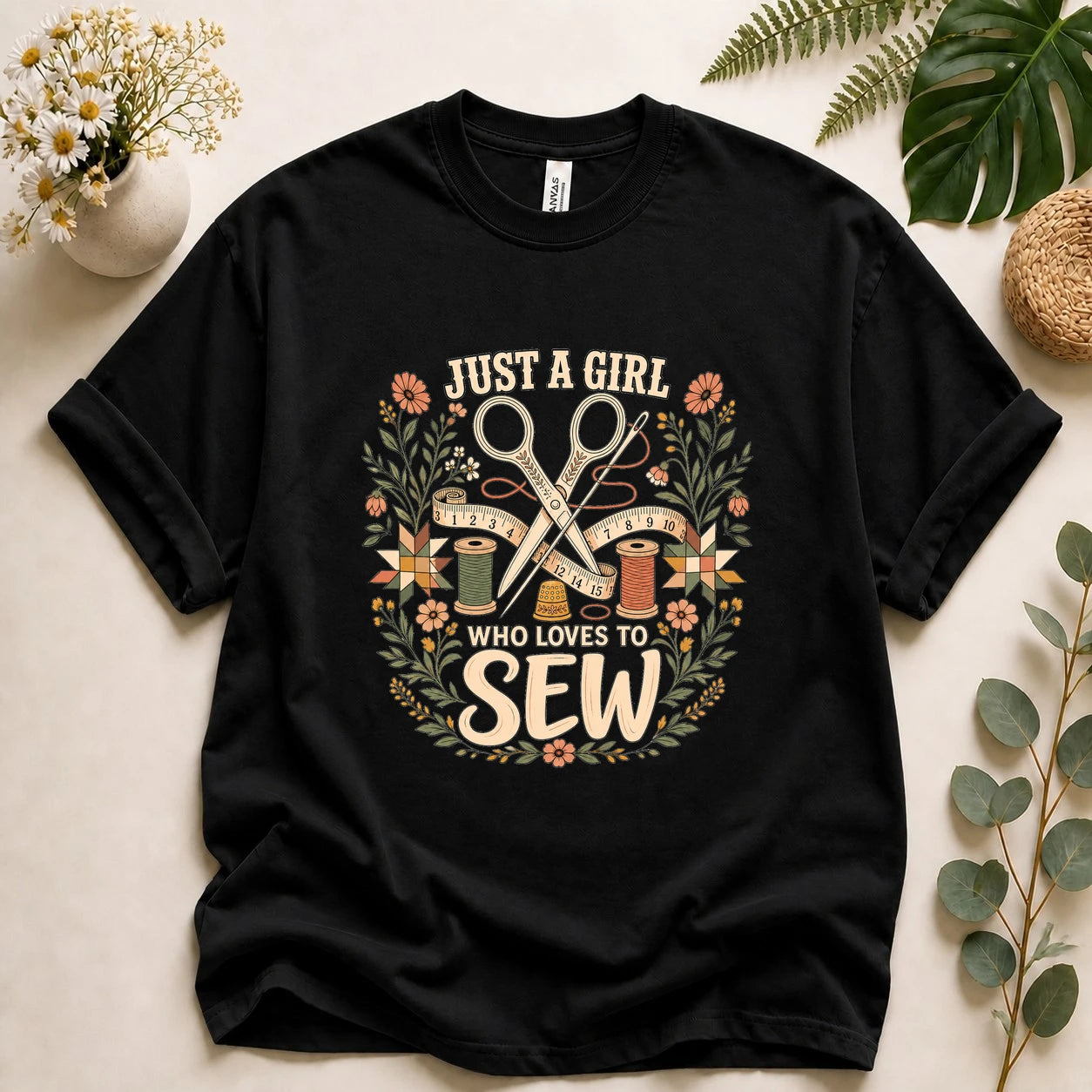 Just A Girl Who Loves To Sew Shirt – Sewing Lover T-Shirt, Cute Sewist Gift for Her