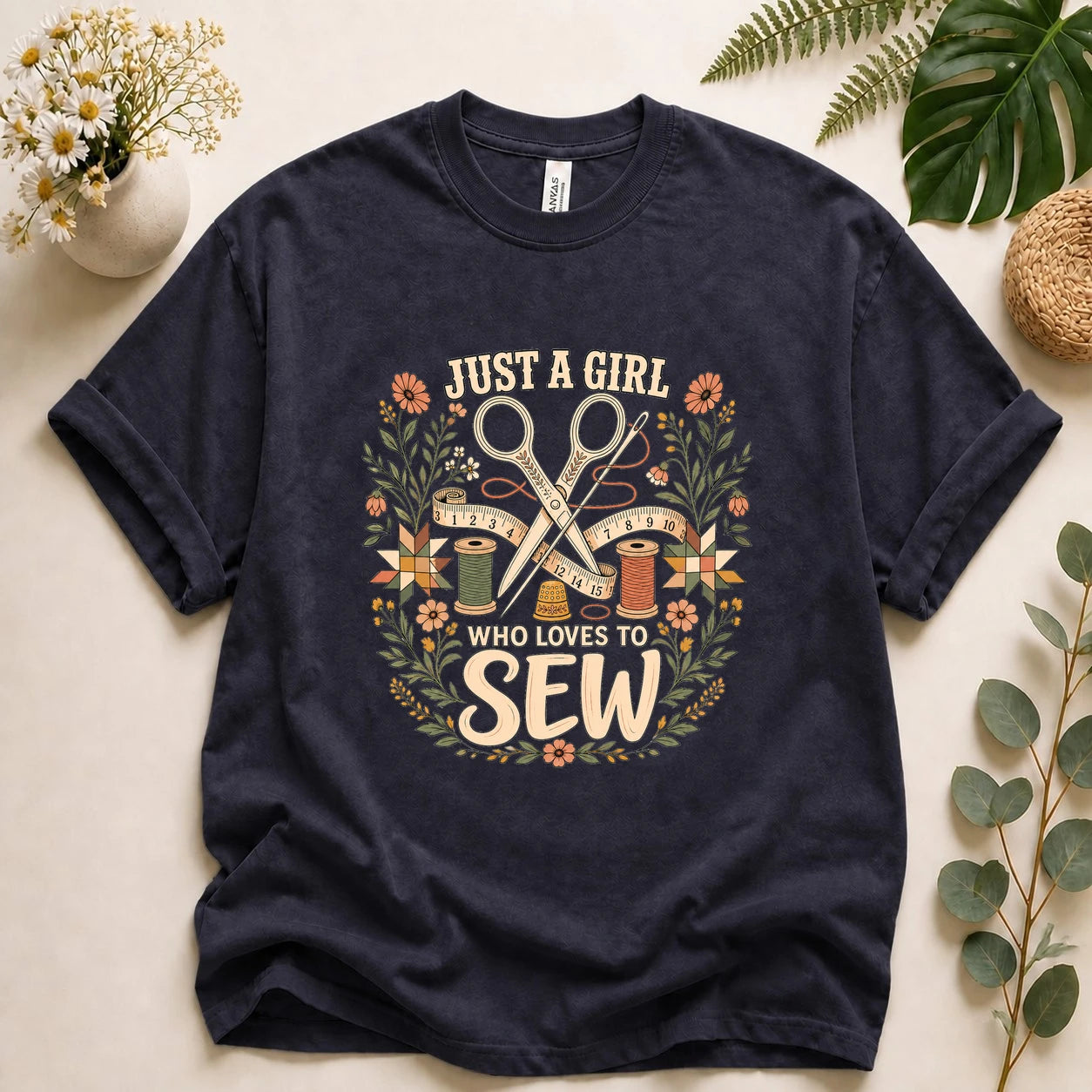 Just A Girl Who Loves To Sew Shirt – Sewing Lover T-Shirt, Cute Sewist Gift for Her
