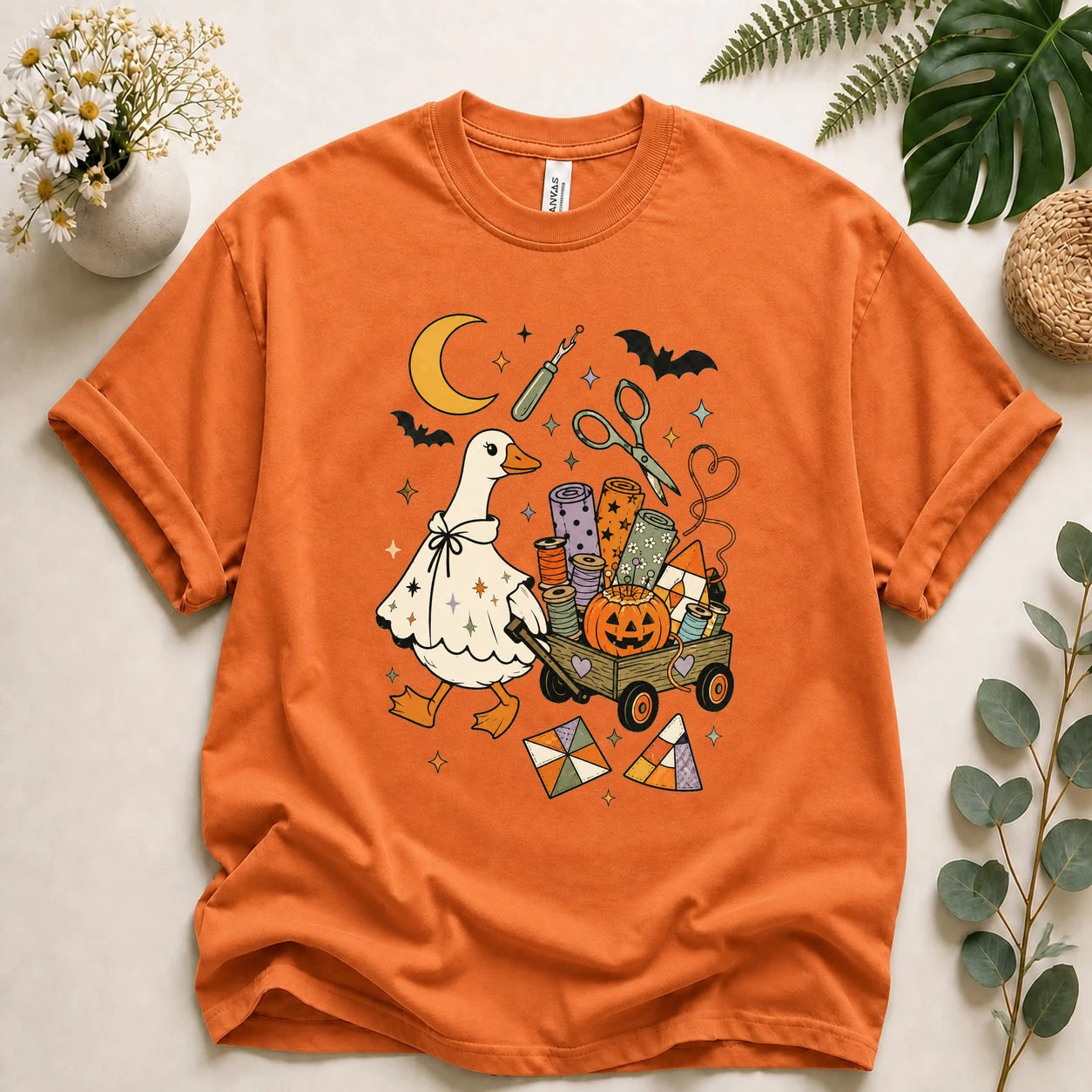 Halloween Sewing Goose Shirt – Funny Quilting Ghost T-Shirt, Spooky Sewist & Quilter Gift