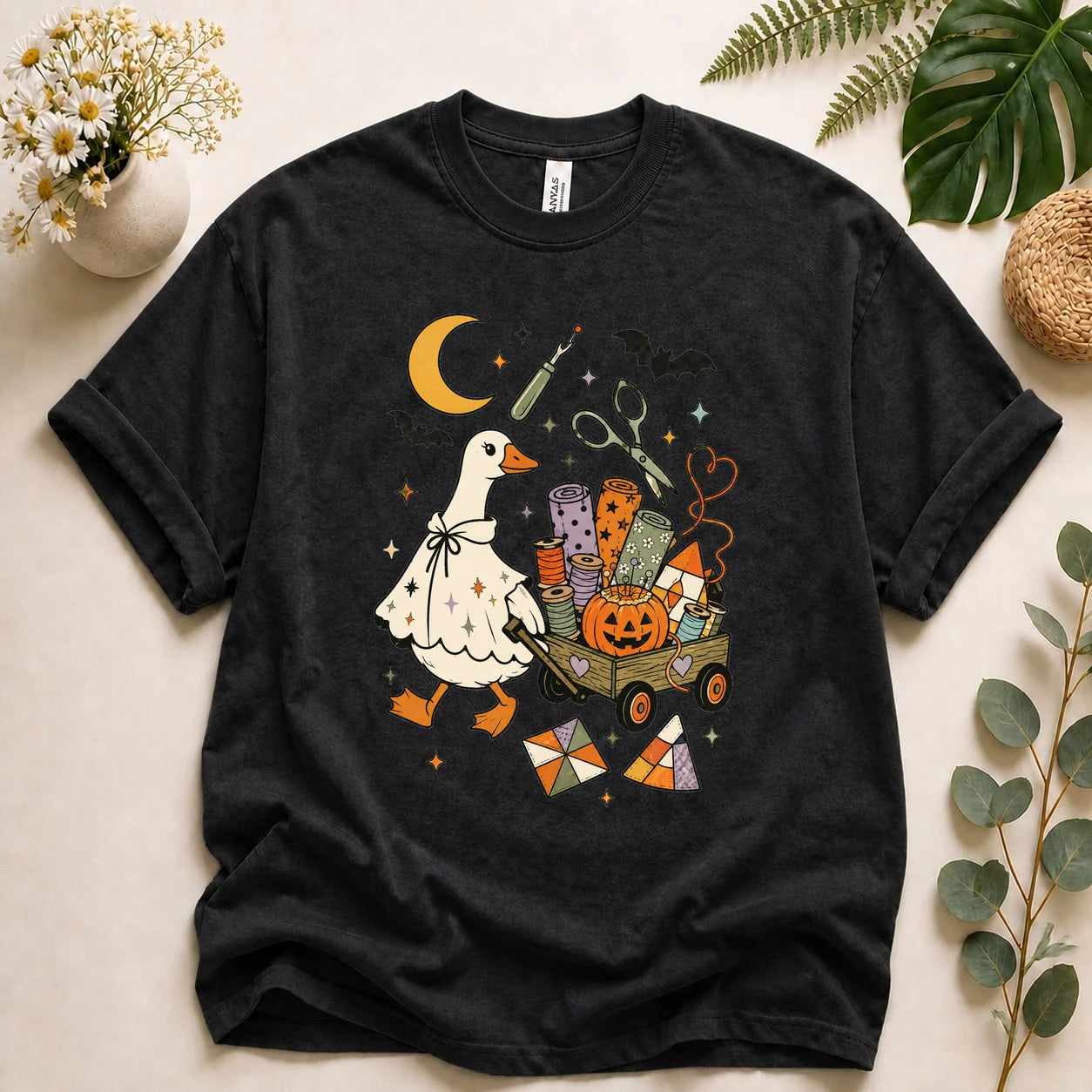 Halloween Sewing Goose Shirt – Funny Quilting Ghost T-Shirt, Spooky Sewist & Quilter Gift
