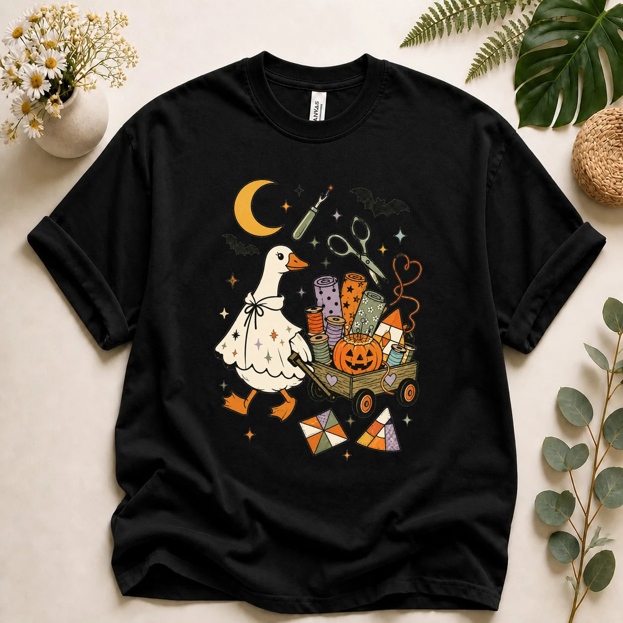 Halloween Sewing Goose Shirt – Funny Quilting Ghost T-Shirt, Spooky Sewist & Quilter Gift