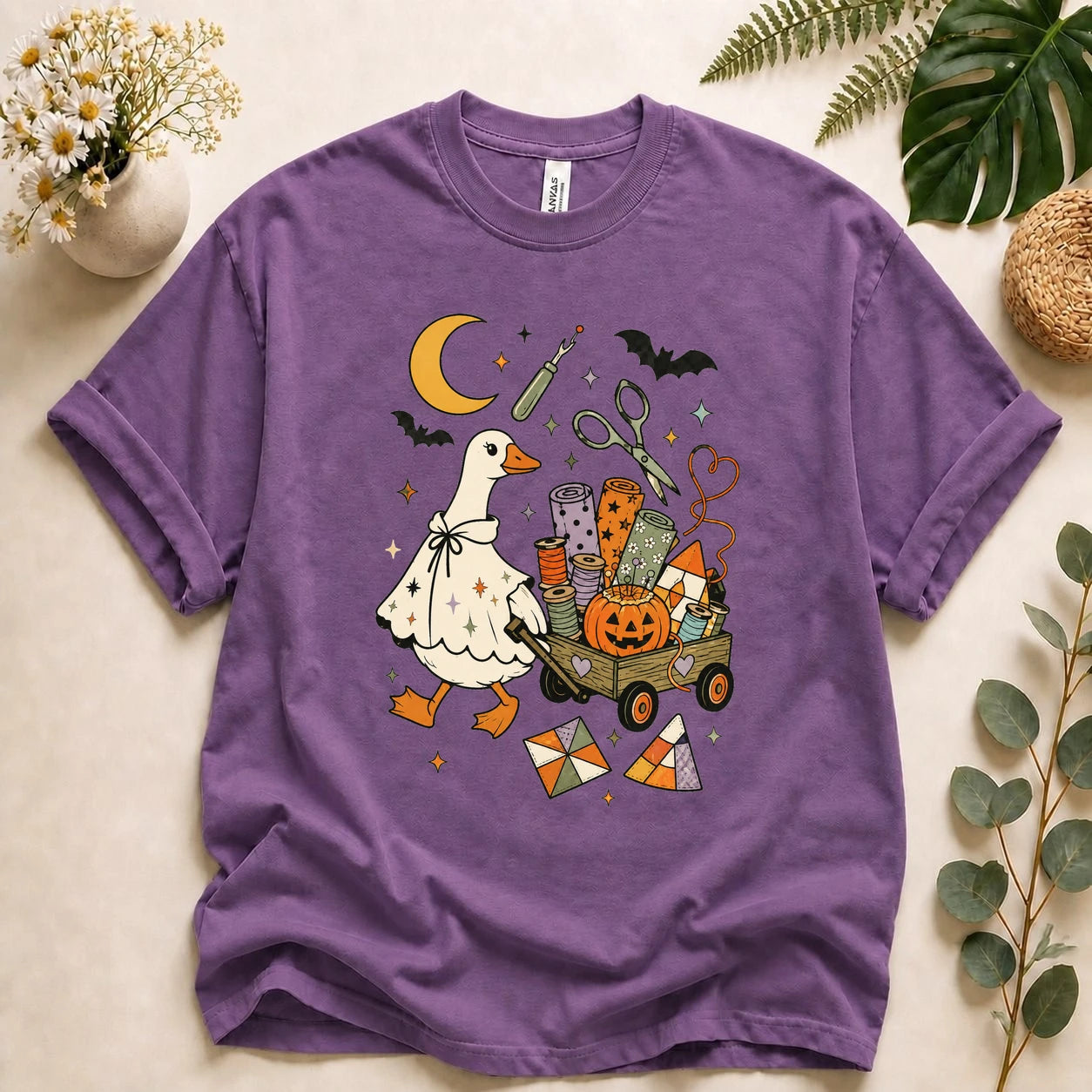 Halloween Sewing Goose Shirt – Funny Quilting Ghost T-Shirt, Spooky Sewist & Quilter Gift