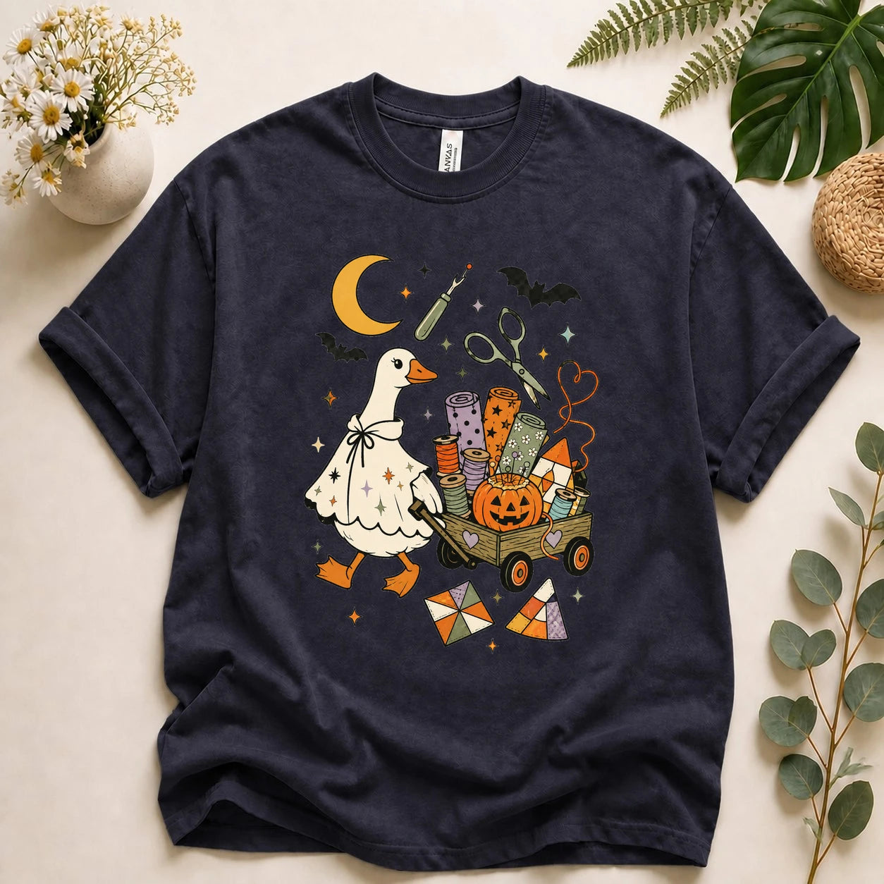 Halloween Sewing Goose Shirt – Funny Quilting Ghost T-Shirt, Spooky Sewist & Quilter Gift