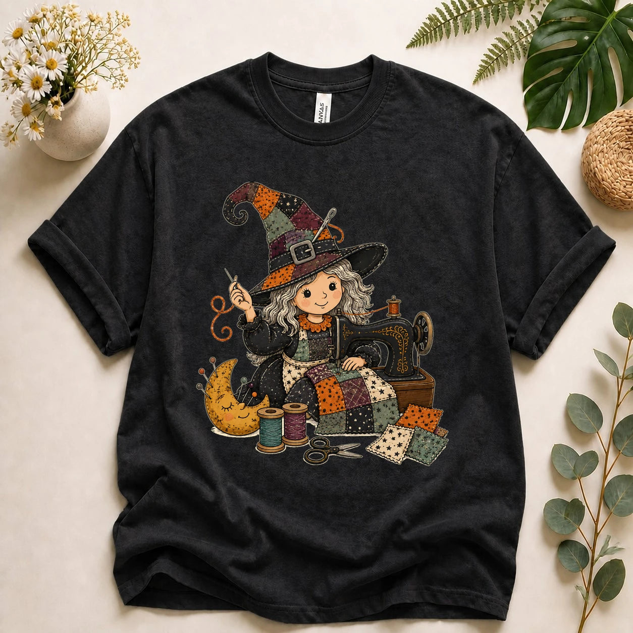 Halloween Sewing Witch Shirt – Cute Quilting T-Shirt, Spooky Sewist & Quilter Gift