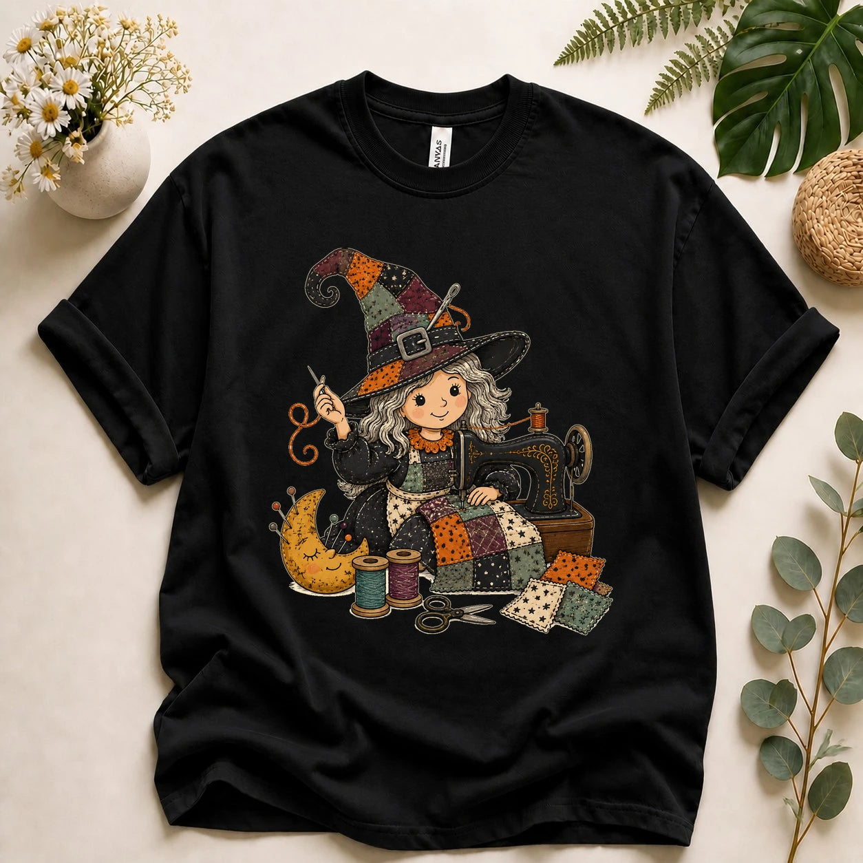 Halloween Sewing Witch Shirt – Cute Quilting T-Shirt, Spooky Sewist & Quilter Gift