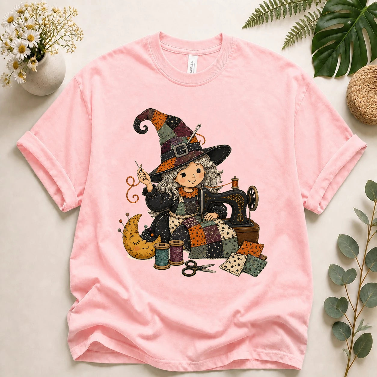 Halloween Sewing Witch Shirt – Cute Quilting T-Shirt, Spooky Sewist & Quilter Gift