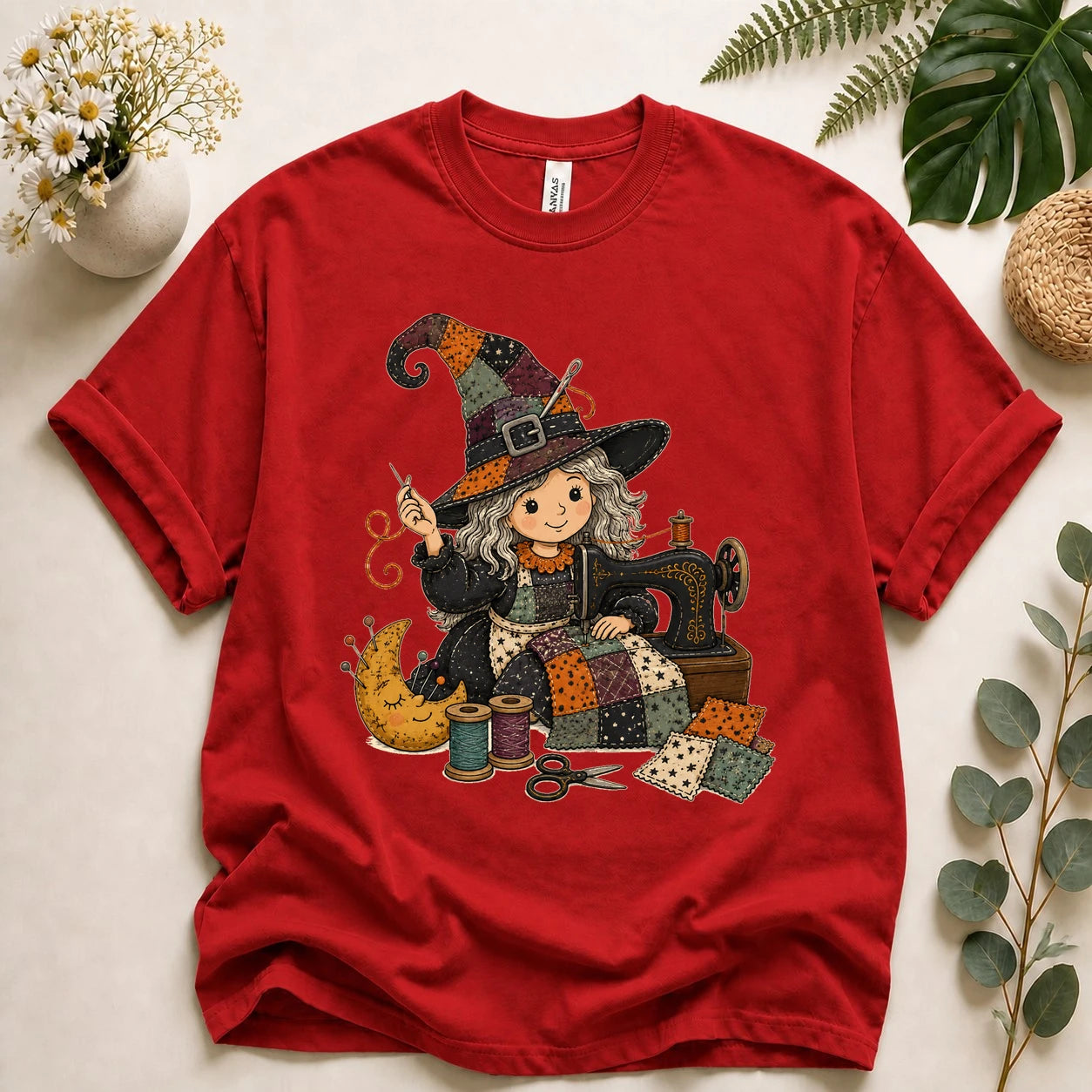 Halloween Sewing Witch Shirt – Cute Quilting T-Shirt, Spooky Sewist & Quilter Gift