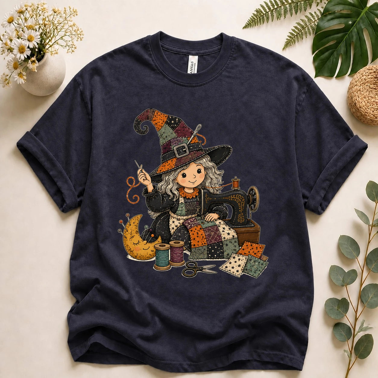 Halloween Sewing Witch Shirt – Cute Quilting T-Shirt, Spooky Sewist & Quilter Gift
