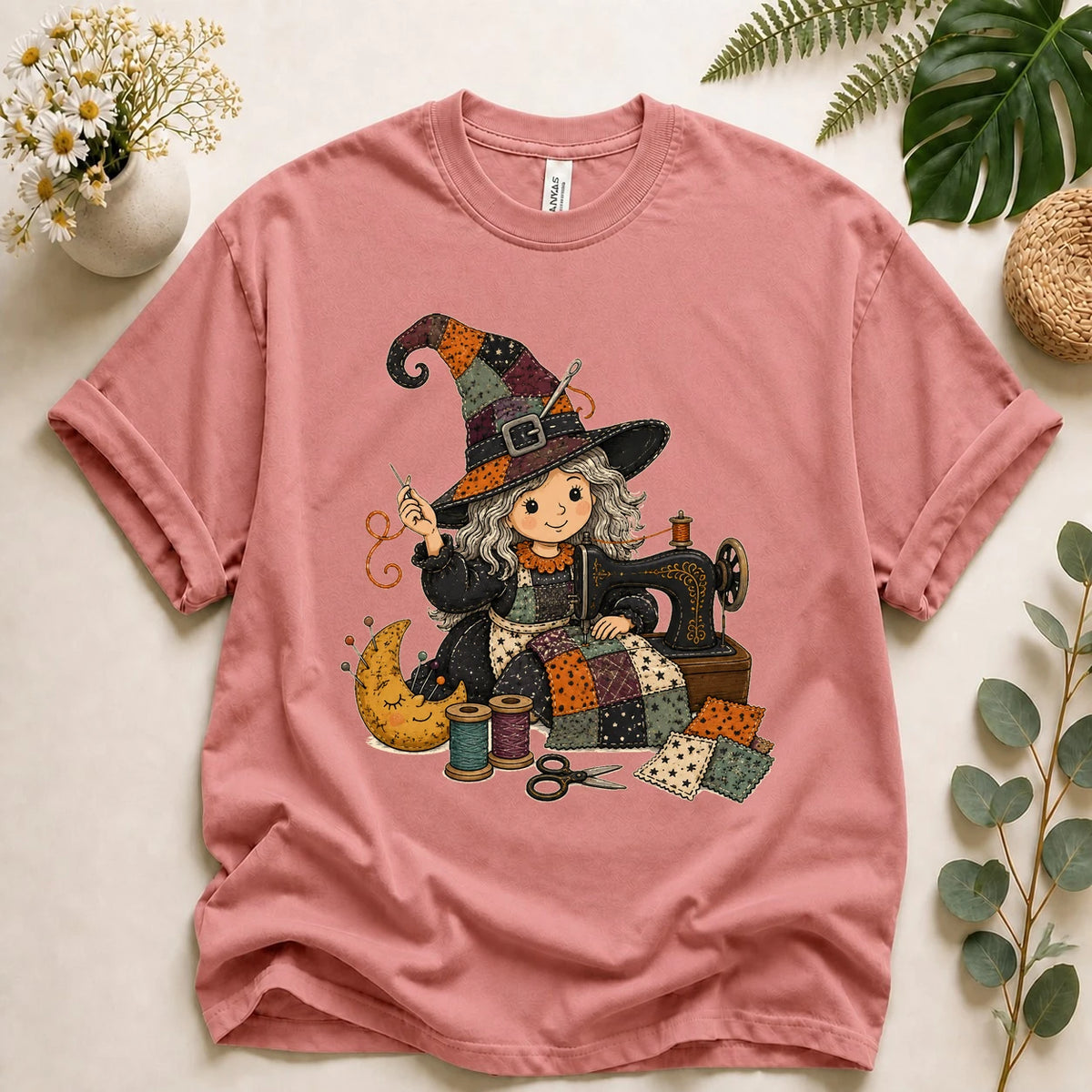 Halloween Sewing Witch Shirt – Cute Quilting T-Shirt, Spooky Sewist & Quilter Gift