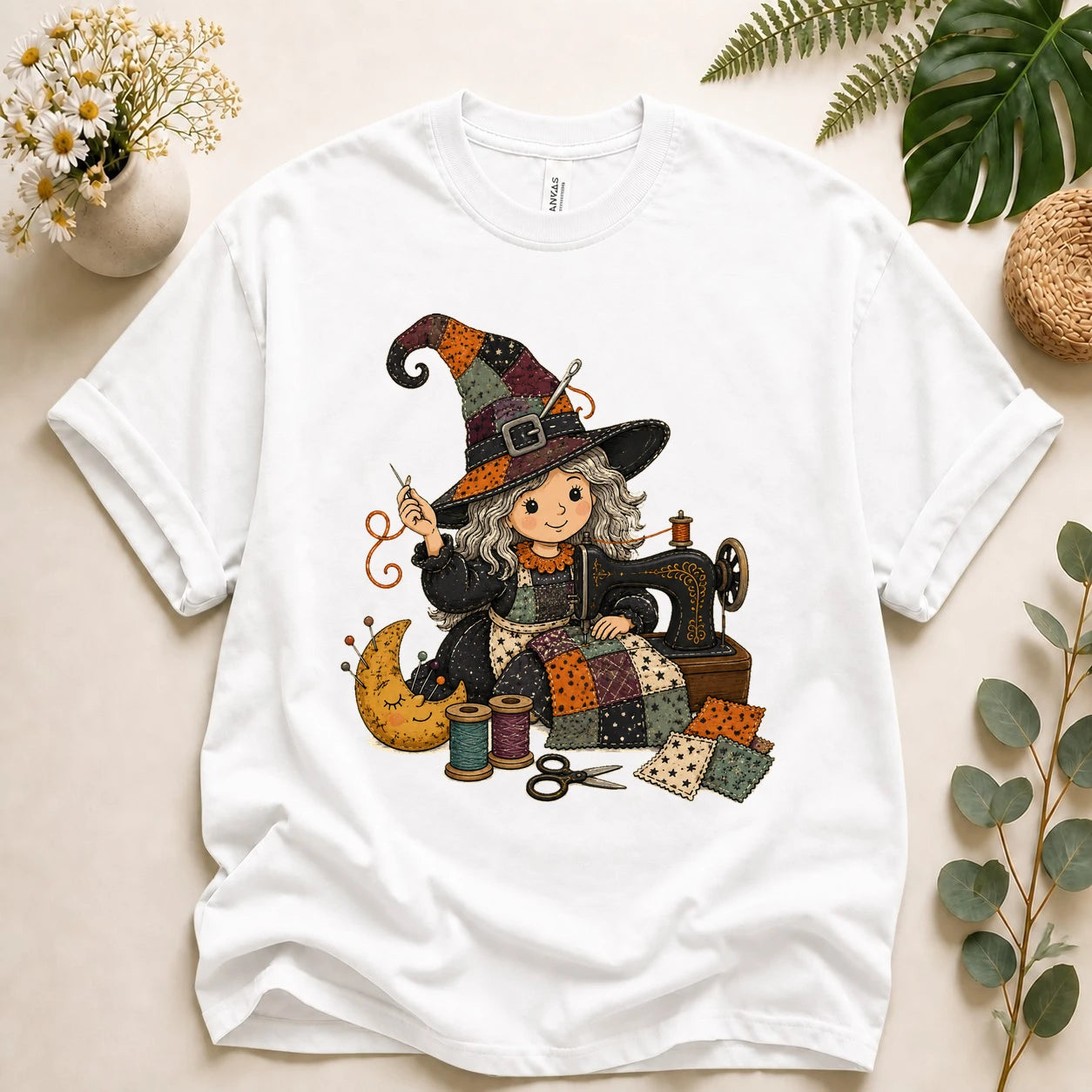 Halloween Sewing Witch Shirt – Cute Quilting T-Shirt, Spooky Sewist & Quilter Gift