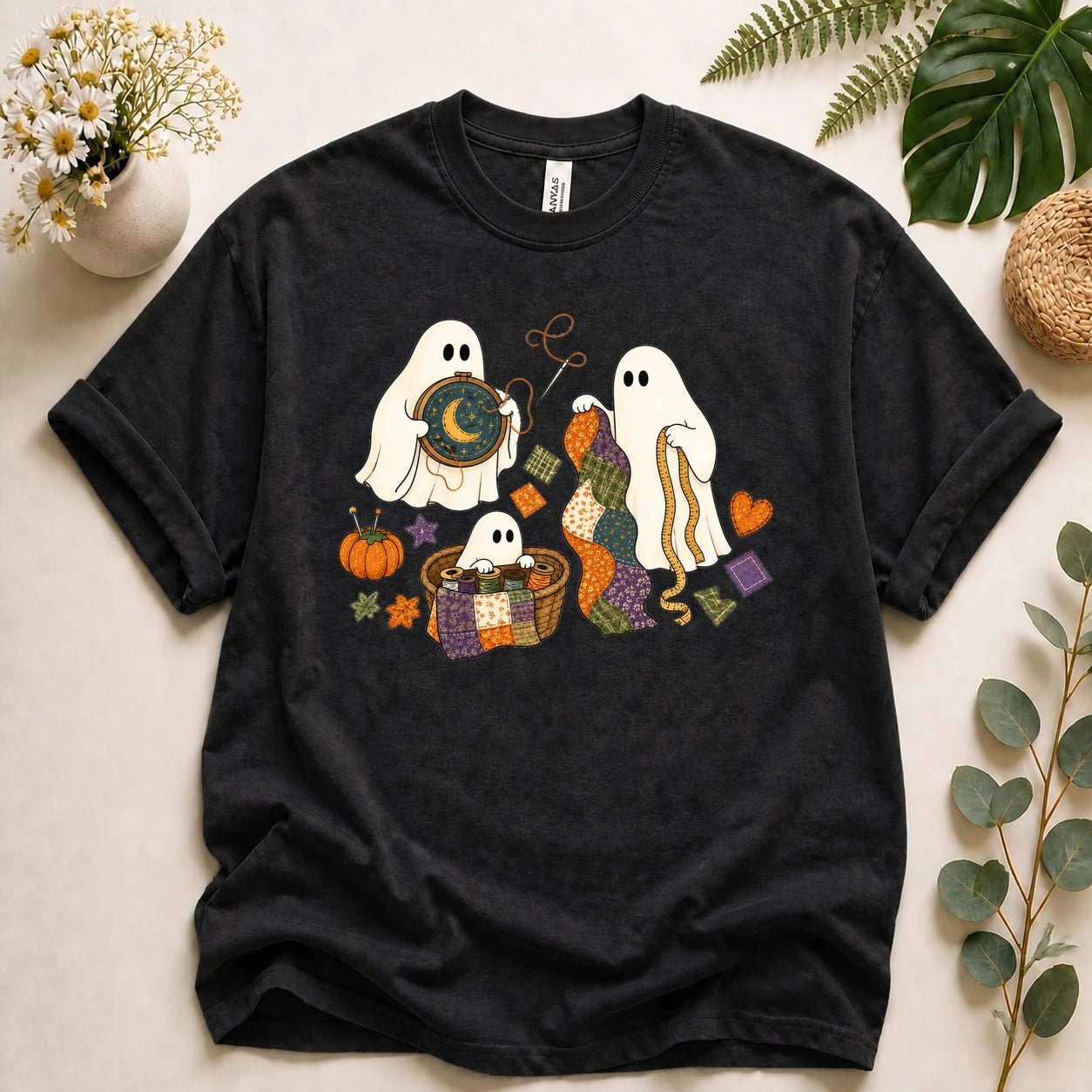 Halloween Quilting Ghost Shirt – Cute Sewing T-Shirt, Spooky Sewist & Quilter Gift