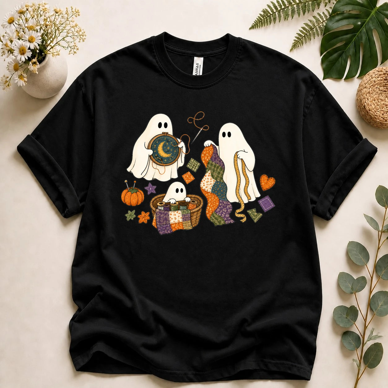 Halloween Quilting Ghost Shirt – Cute Sewing T-Shirt, Spooky Sewist & Quilter Gift