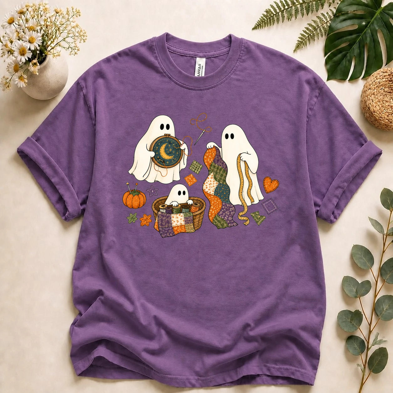 Halloween Quilting Ghost Shirt – Cute Sewing T-Shirt, Spooky Sewist & Quilter Gift