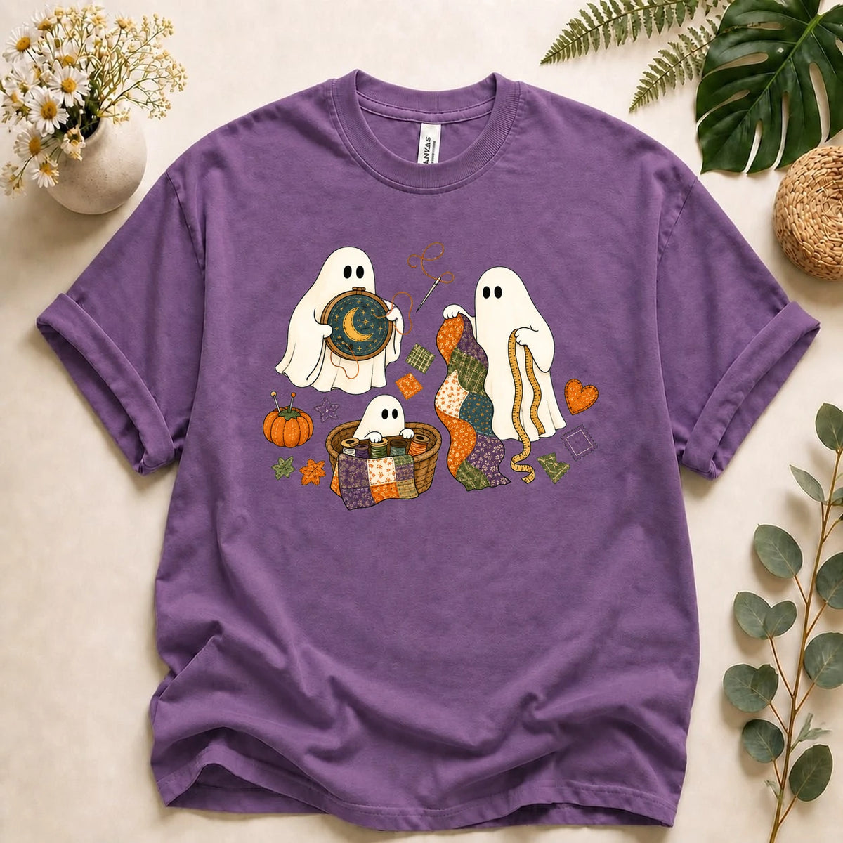 Halloween Quilting Ghost Shirt – Cute Sewing T-Shirt, Spooky Sewist & Quilter Gift