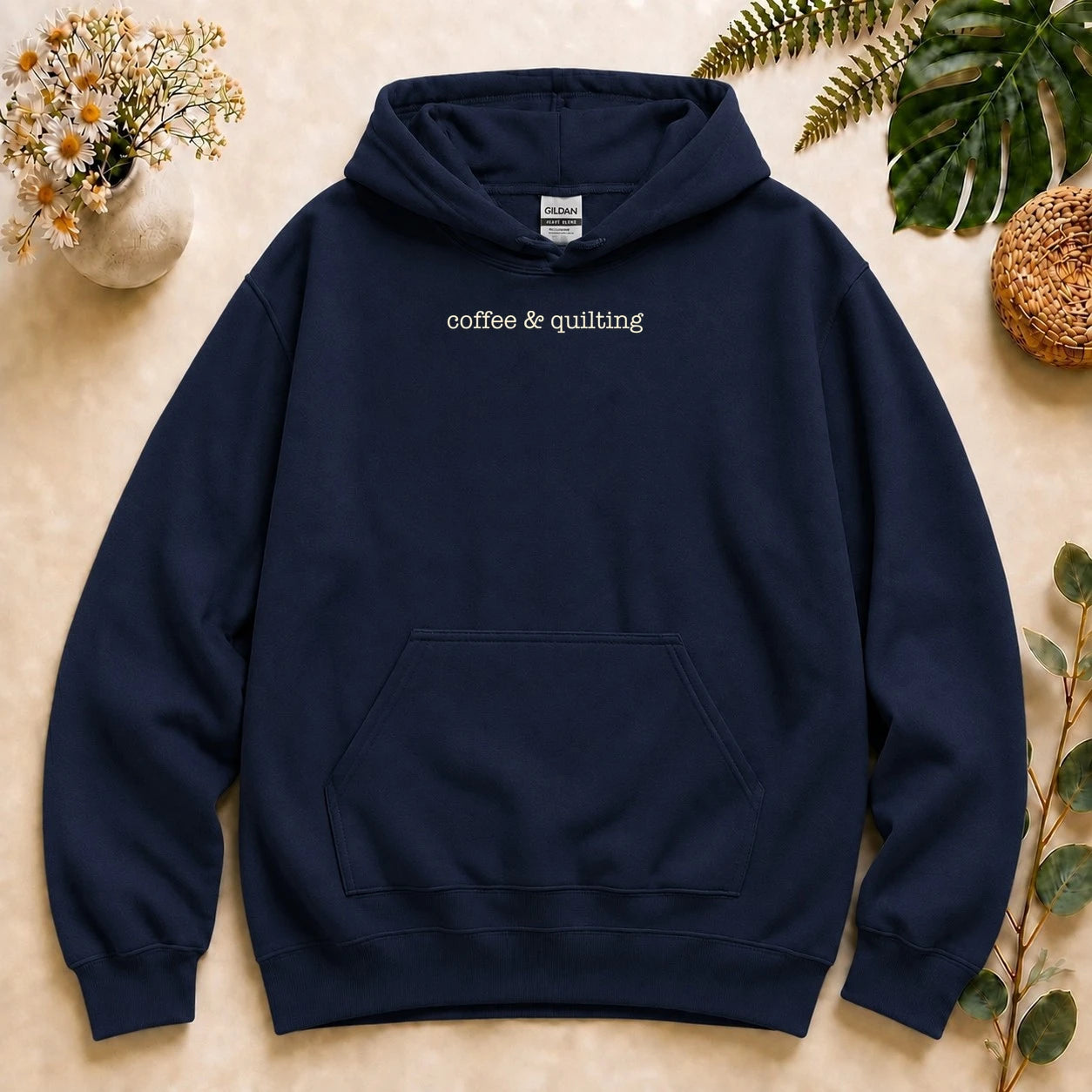 Coffee & Quilting Hoodie – Minimal Quilter Sweatshirt, Cozy Gift for Quilting Lovers