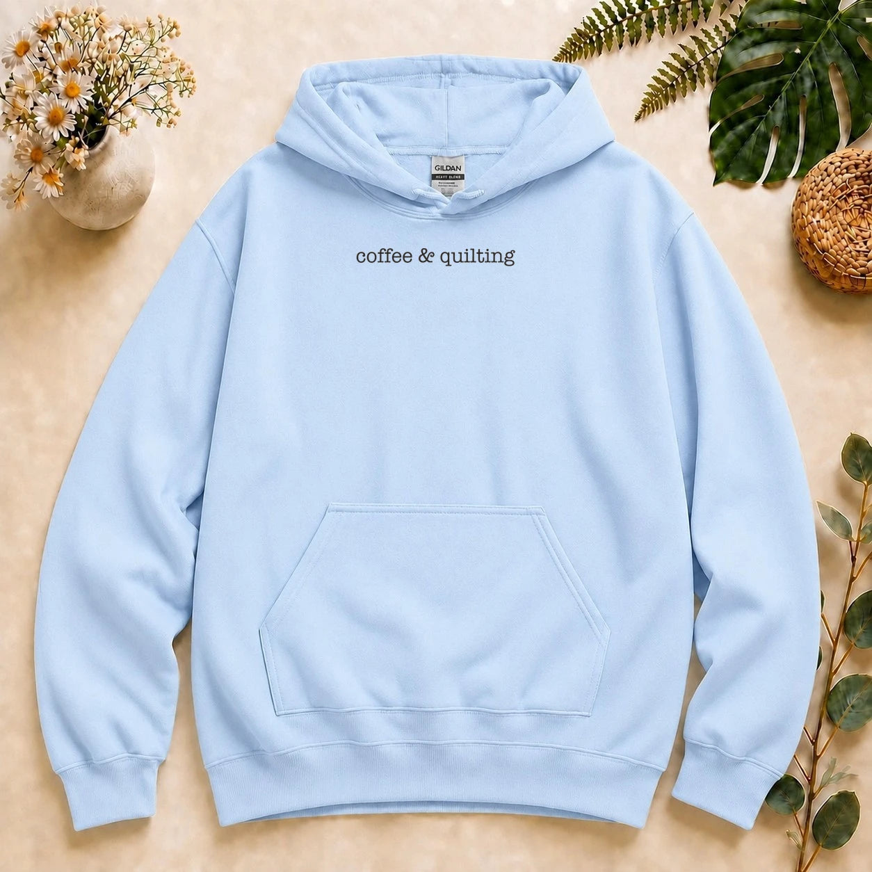 Coffee & Quilting Hoodie – Minimal Quilter Sweatshirt, Cozy Gift for Quilting Lovers