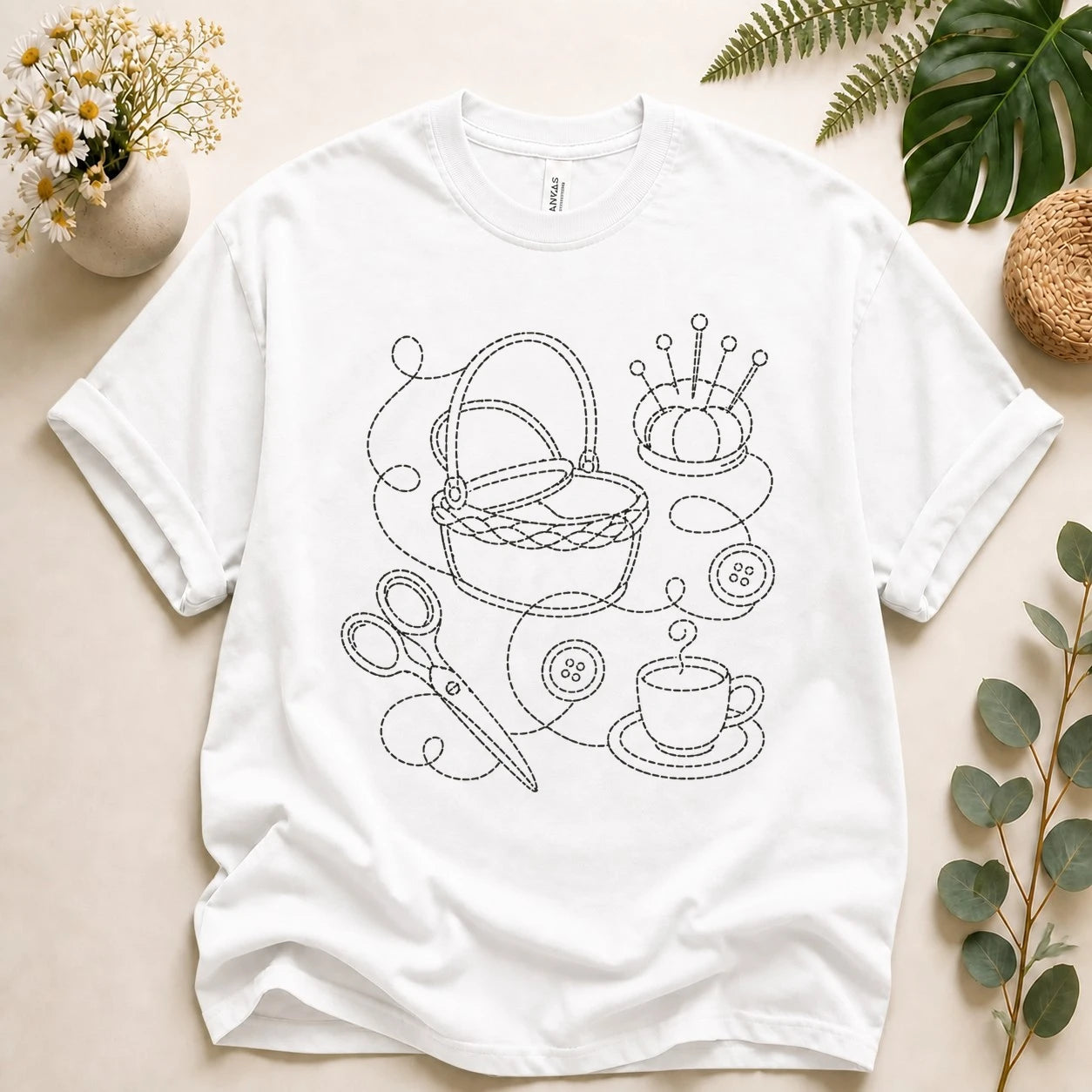 Sewing Lover Shirt – Vintage Stitching Line Art Tee, Gift for Sewists & Crafters