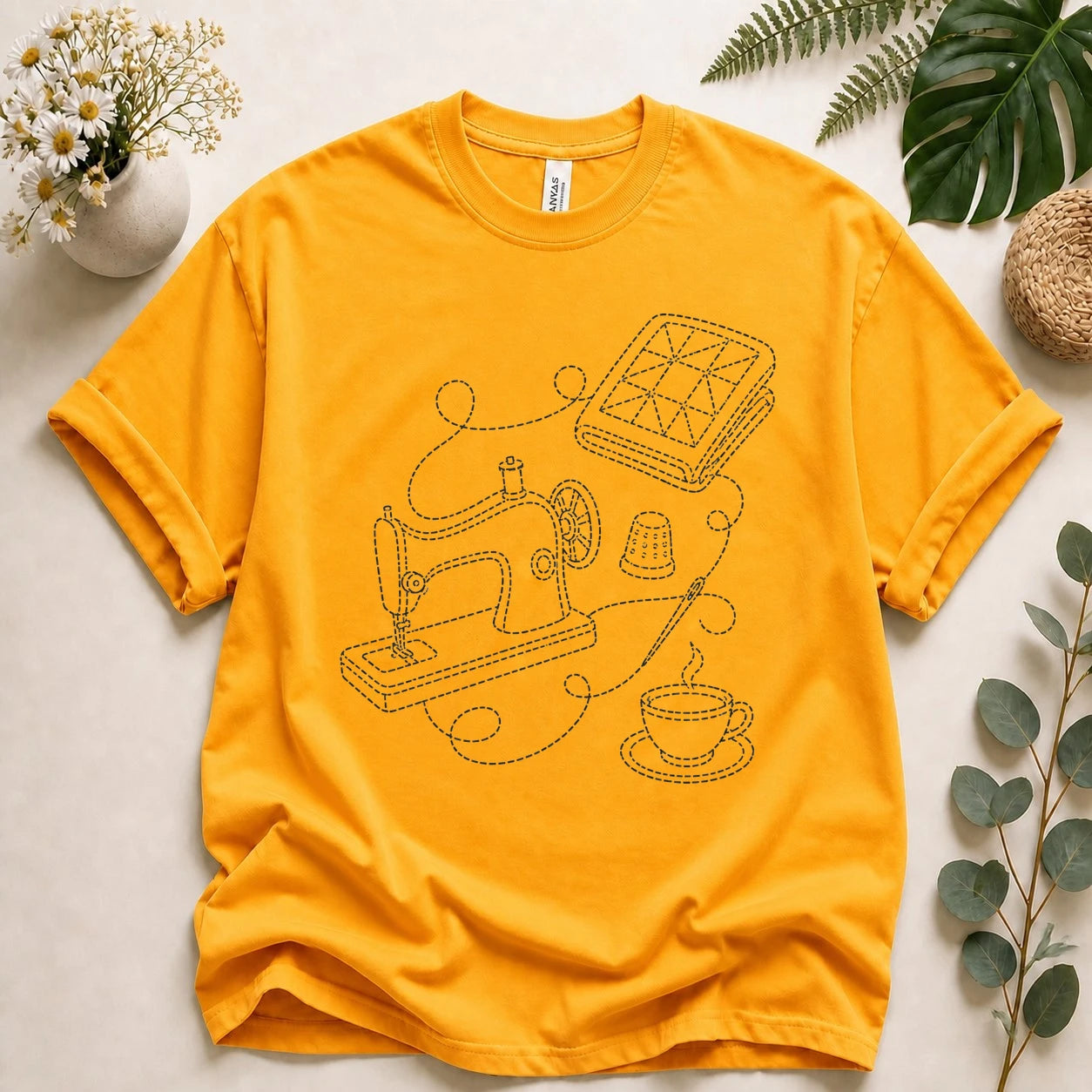 Sewing Lover Shirt – Vintage Sewing Machine Line Art Tee, Quilter & Sewist Gift