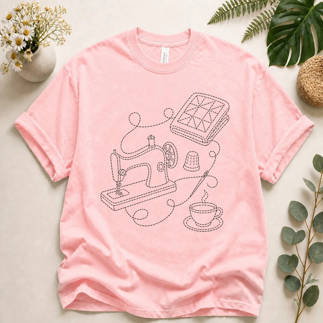 Sewing Lover Shirt – Vintage Sewing Machine Line Art Tee, Quilter & Sewist Gift