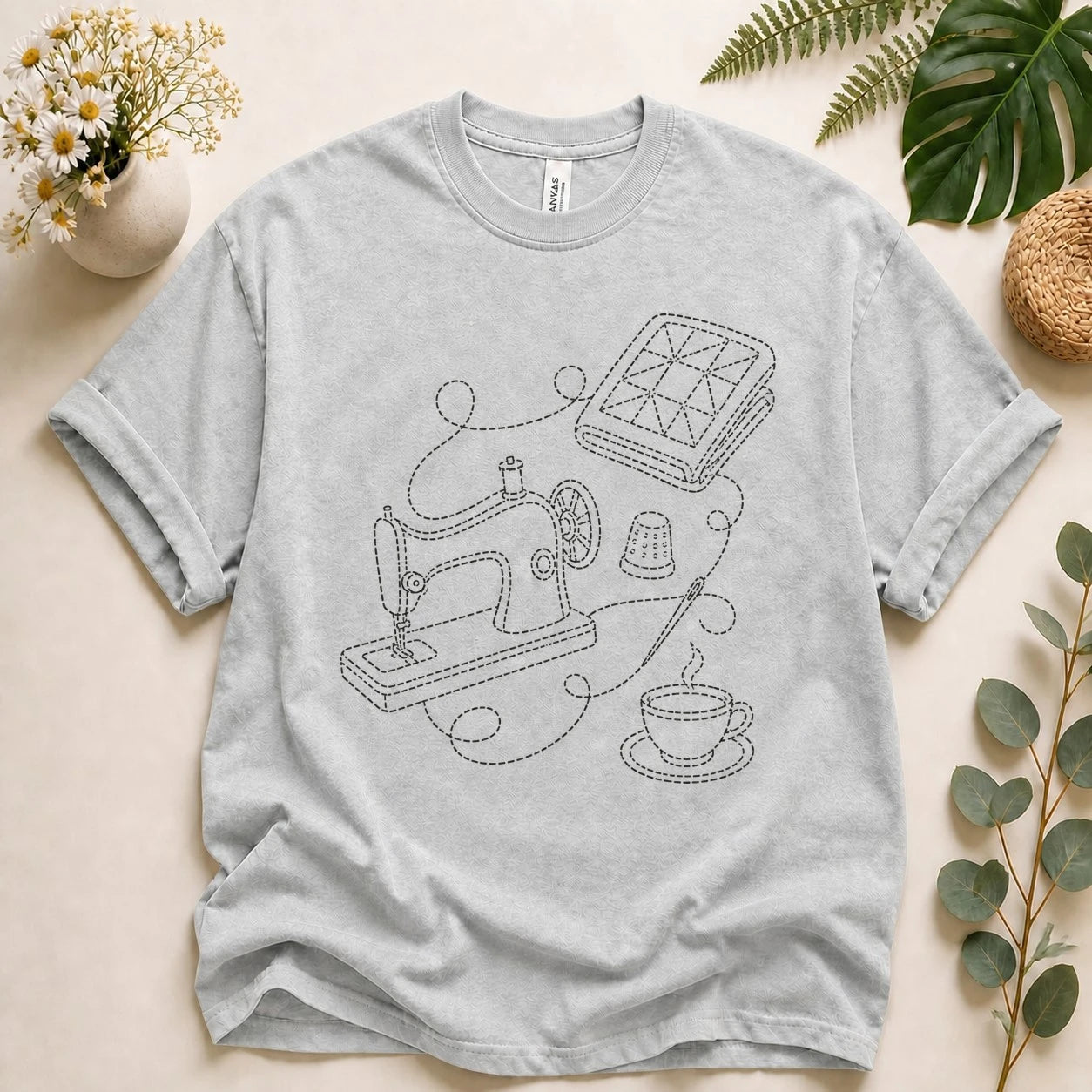 Sewing Lover Shirt – Vintage Sewing Machine Line Art Tee, Quilter & Sewist Gift