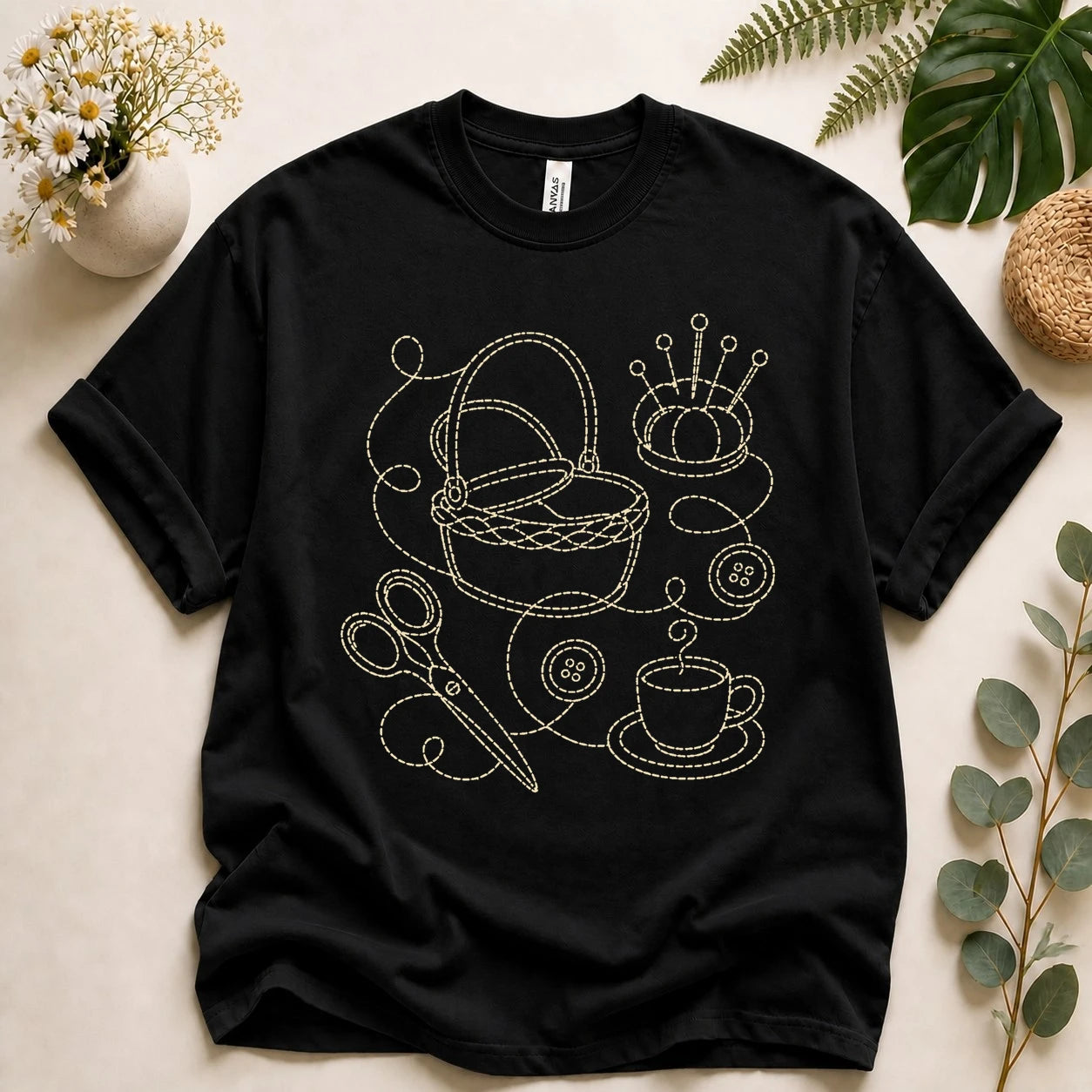 Sewing Lover Shirt – Vintage Stitching Line Art Tee, Gift for Sewists & Crafters