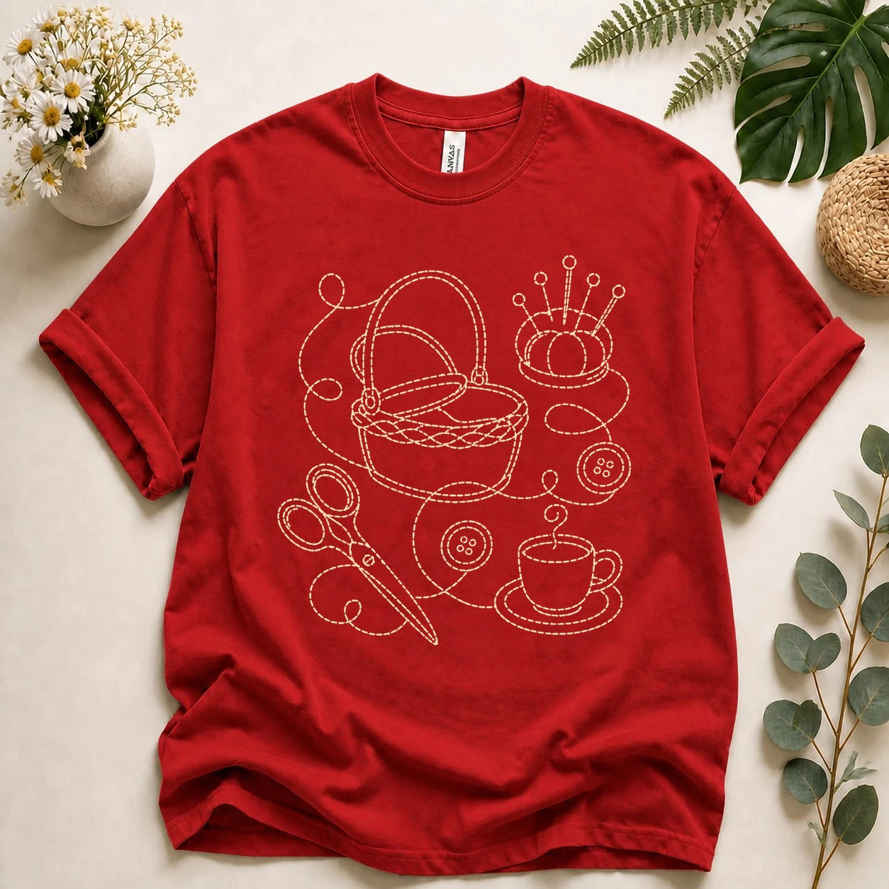 Sewing Lover Shirt – Vintage Stitching Line Art Tee, Gift for Sewists & Crafters