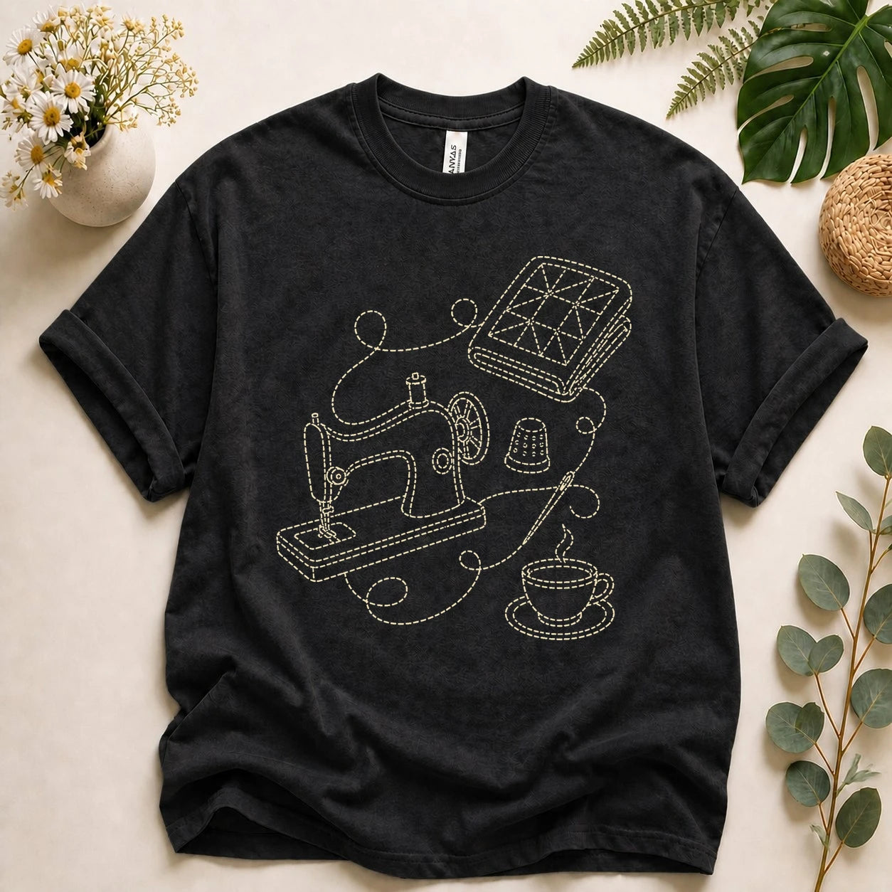 Sewing Lover Shirt – Vintage Sewing Machine Line Art Tee, Quilter & Sewist Gift