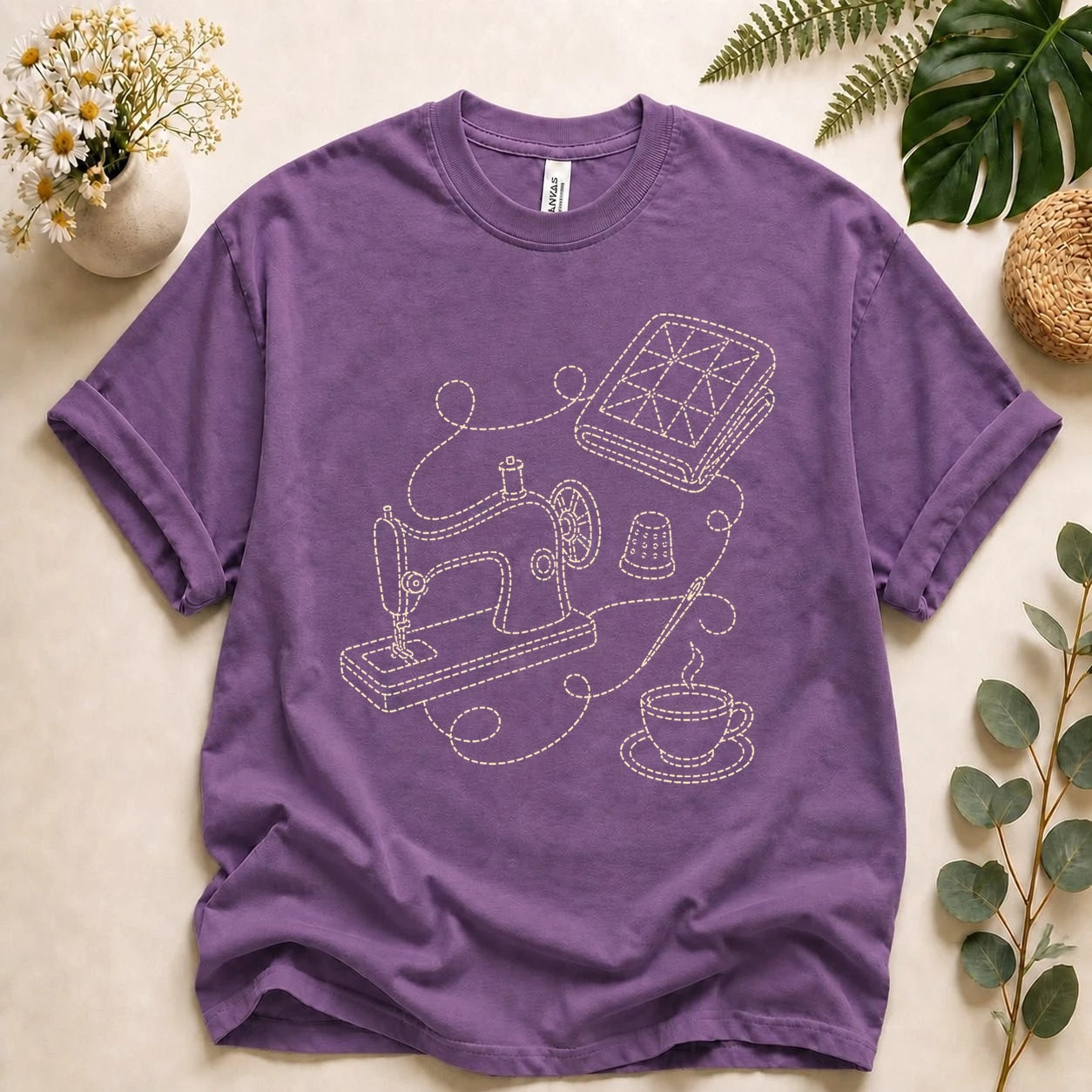 Sewing Lover Shirt – Vintage Sewing Machine Line Art Tee, Quilter & Sewist Gift