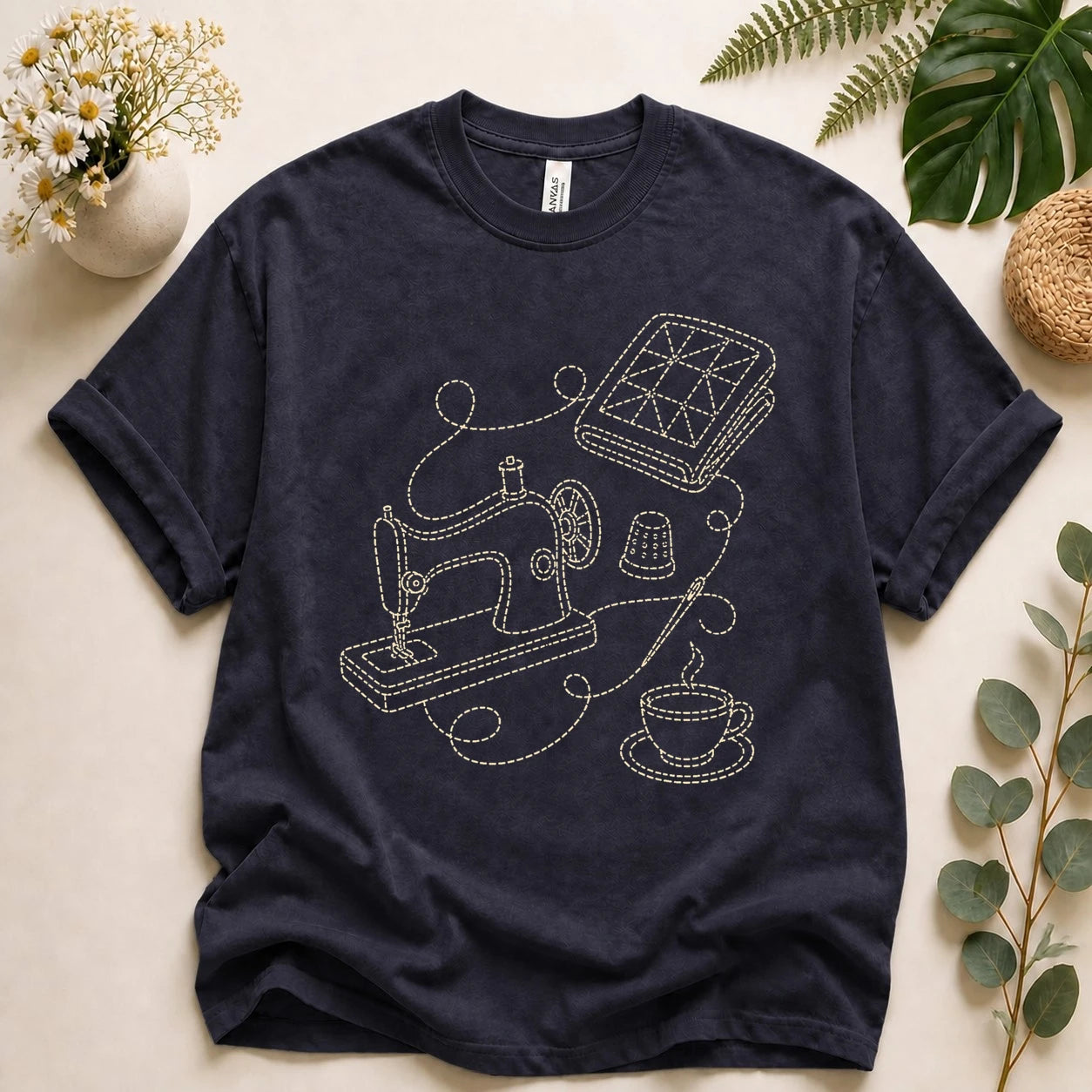 Sewing Lover Shirt – Vintage Sewing Machine Line Art Tee, Quilter & Sewist Gift