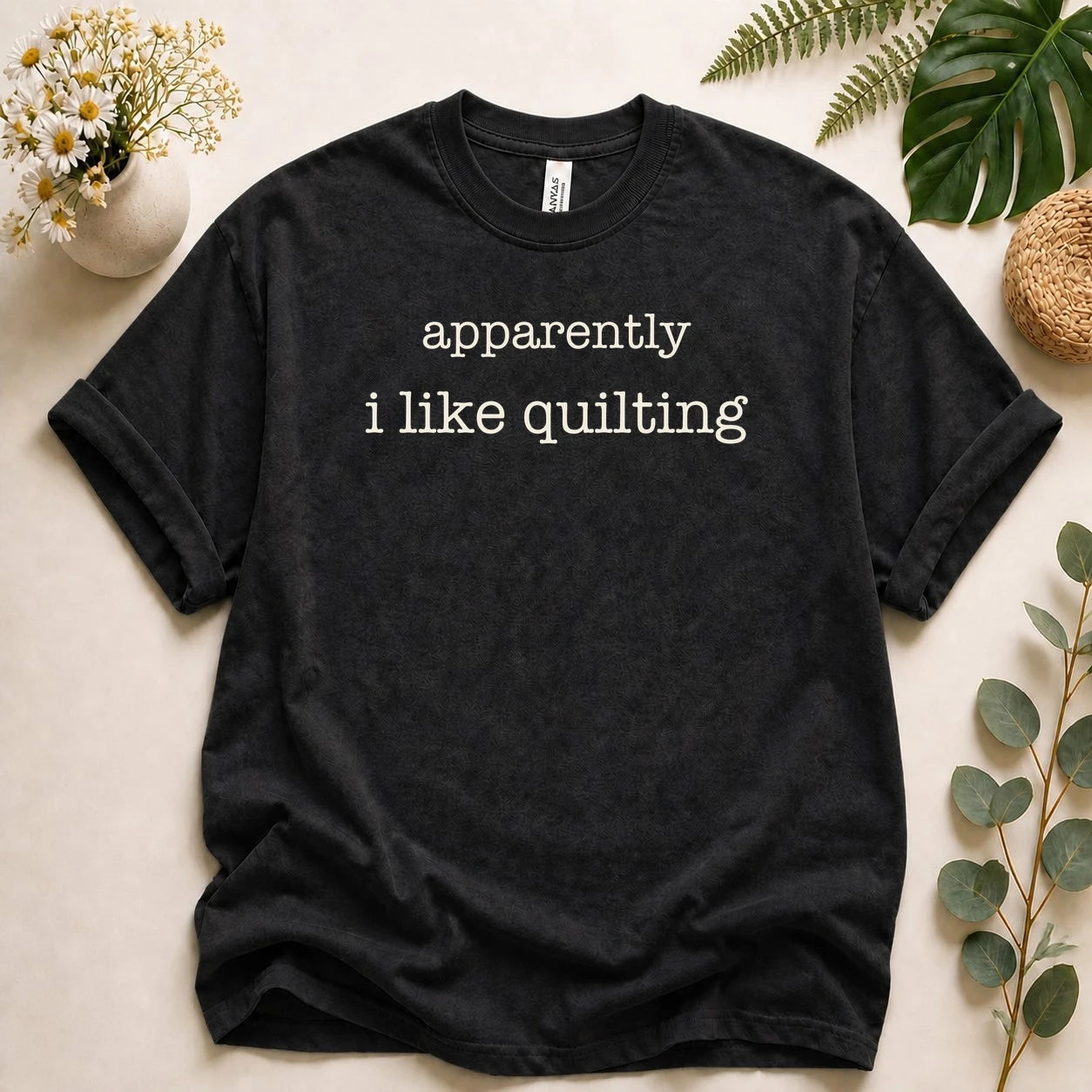 Apparently I Like Quilting – Funny Quilter Gift, Minimalist Quilt Lover T-Shirt