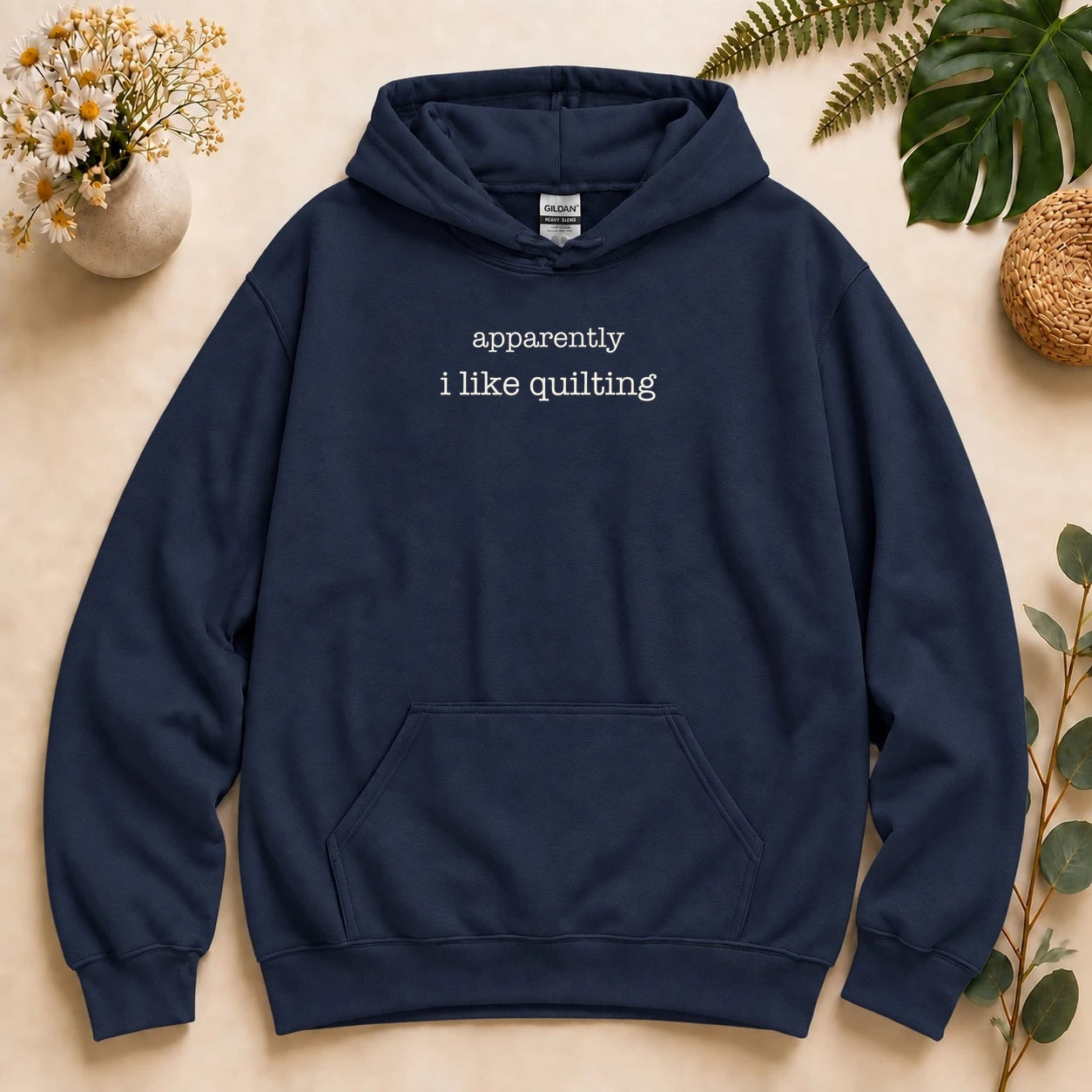 Apparently I Like Quilting – Funny Quilter Gift, Minimalist Quilt Lover Hoodie